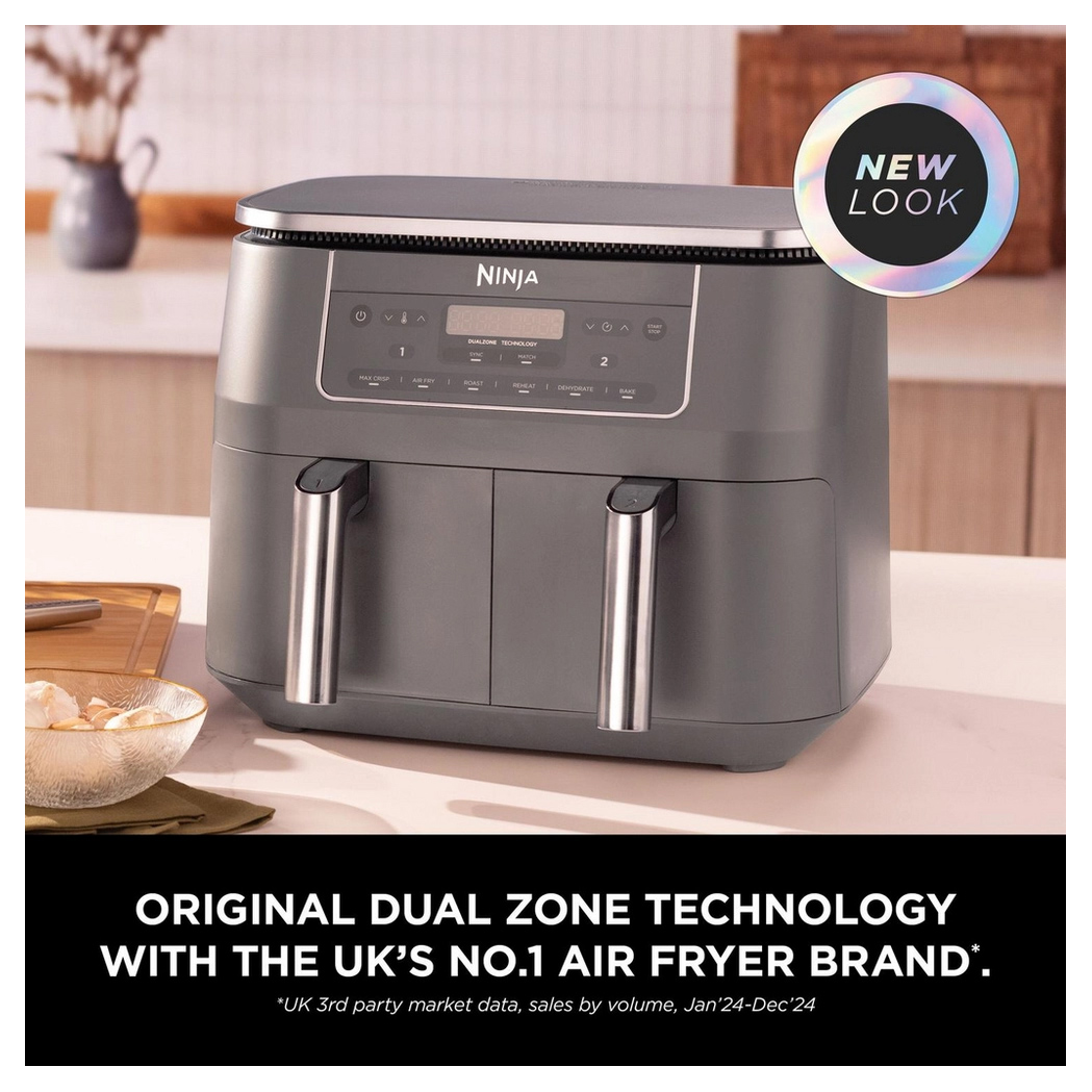Ninja DZ300UK Ninja 7 6 litre 6 in 1 Dual Zone Air Fryer in Gun Metal, photo 2