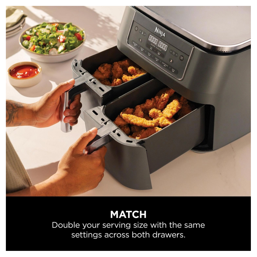 Ninja DZ300UK Ninja 7 6 litre 6 in 1 Dual Zone Air Fryer in Gun Metal, photo 4