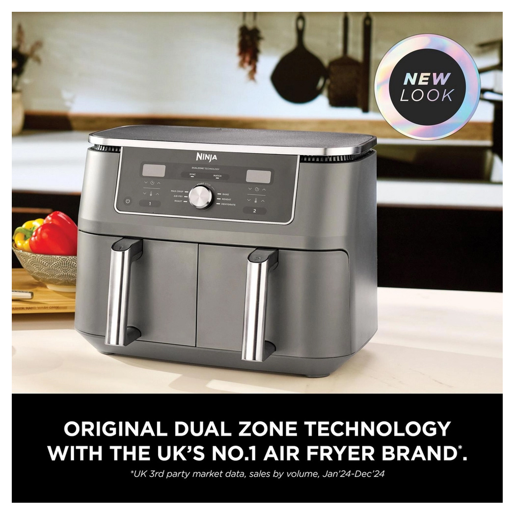 Ninja DZ400UK Ninja 9 5 litre MAX 6 in 1 Dual Zone Air Fryer Gun Metal, photo 2