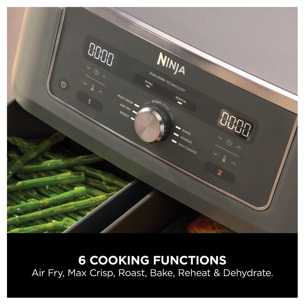 Ninja DZ400UK Ninja 9 5 litre MAX 6 in 1 Dual Zone Air Fryer Gun Metal, photo 5