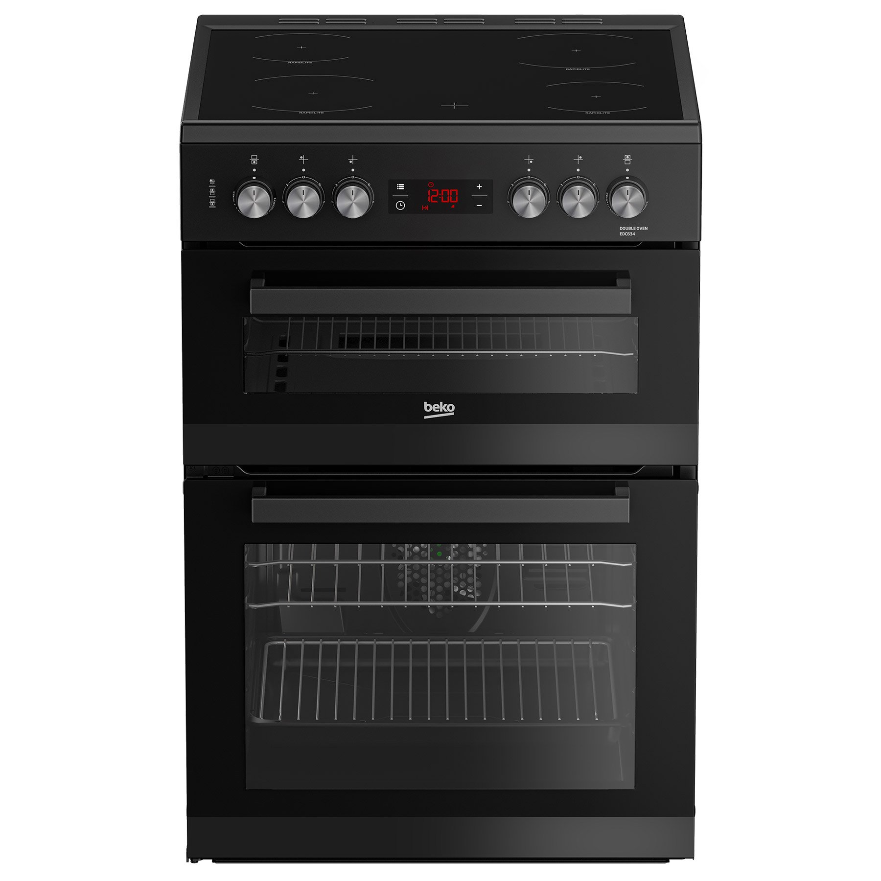 Beko EDC634K 60cm Double Oven Electric Cooker in Black Ceramic Hob