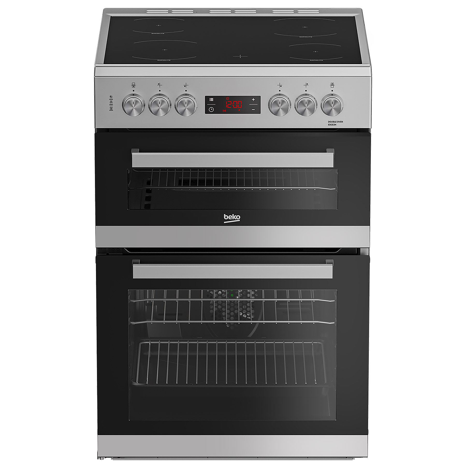 Image of Beko EDC634S 60cm Double Oven Electric Cooker in Silver Ceramic Hob