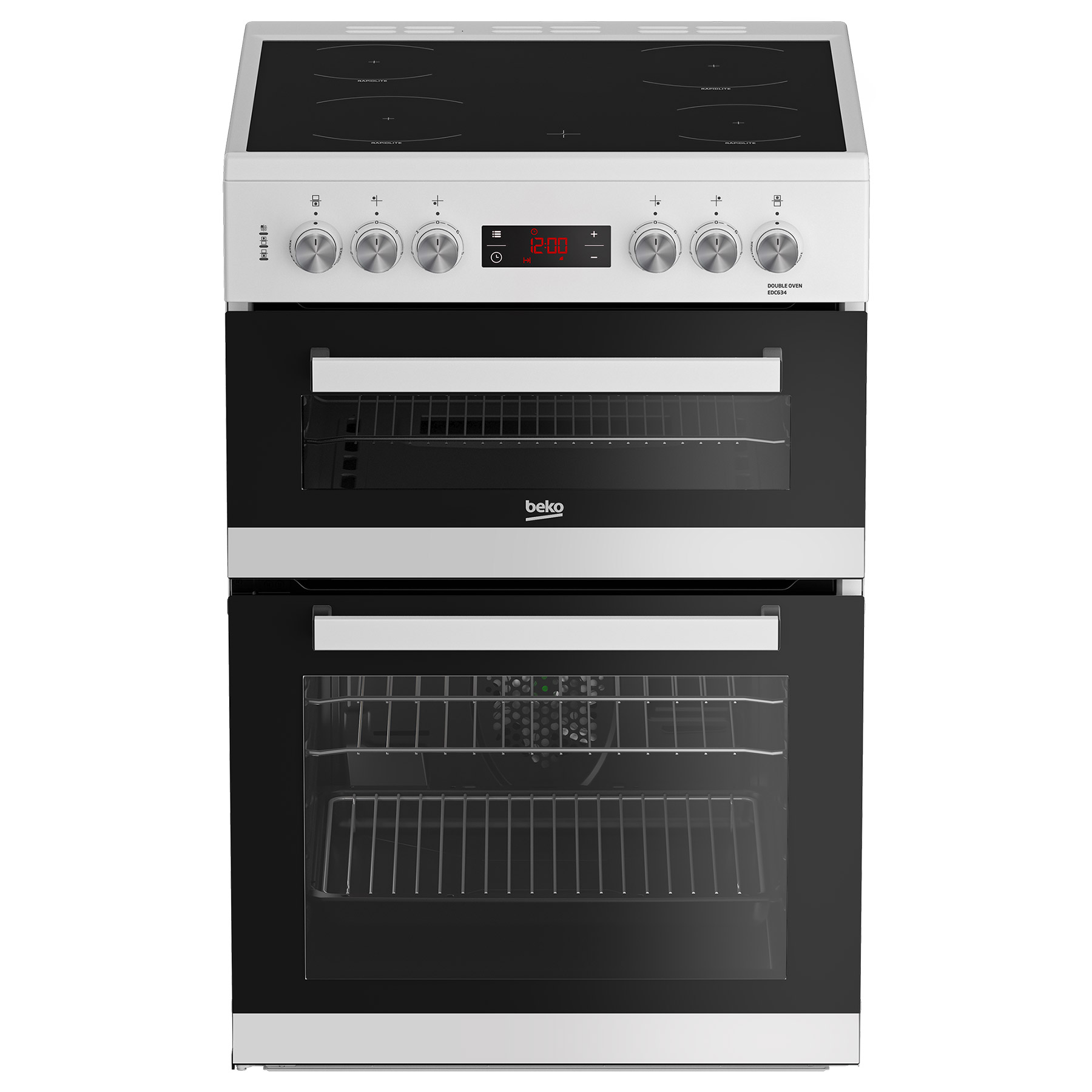 Image of Beko EDC634W 60cm Double Oven Electric Cooker in White Ceramic Hob