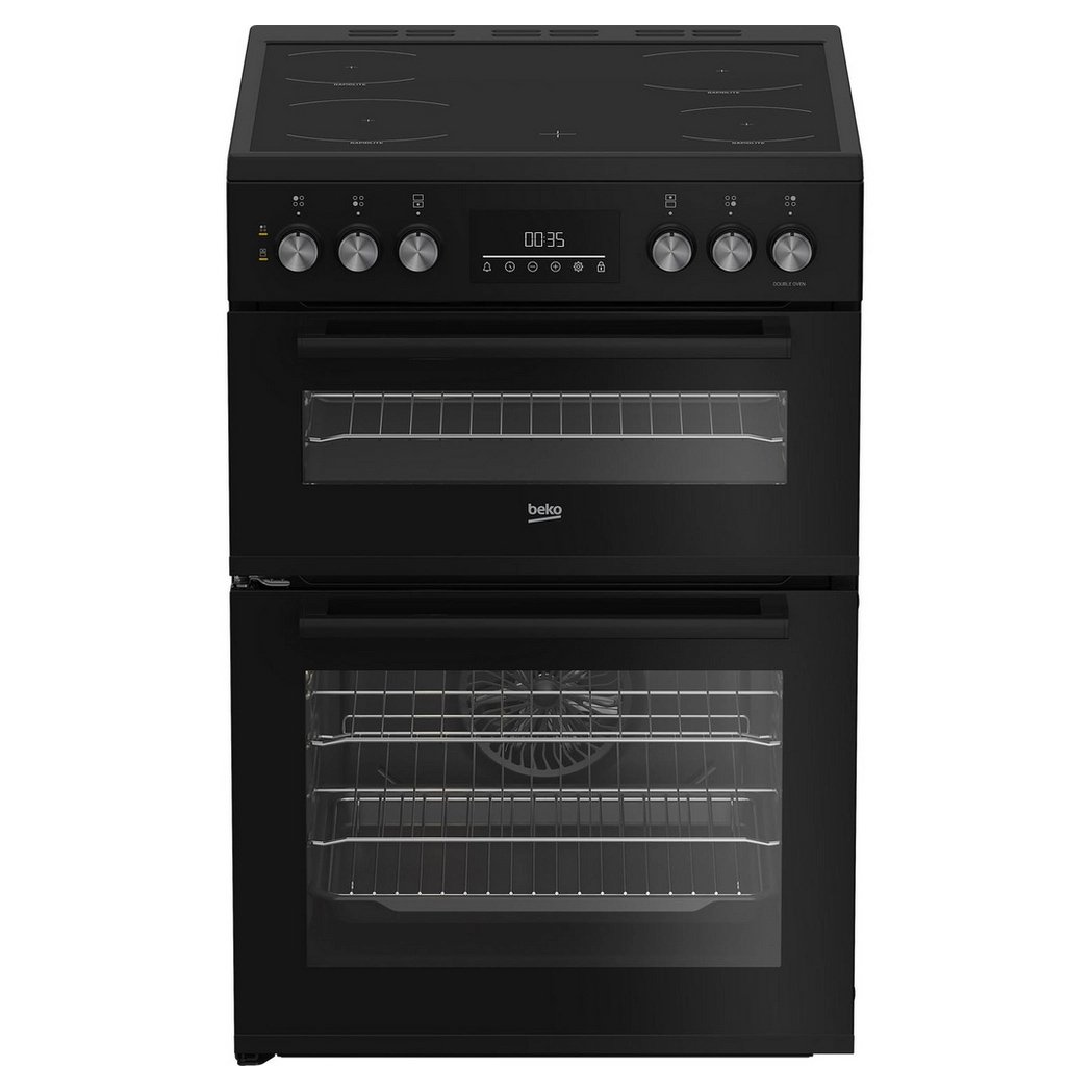 Beko EDC6731K 60cm Double Oven Electric Cooker in Black Ceramic Hob