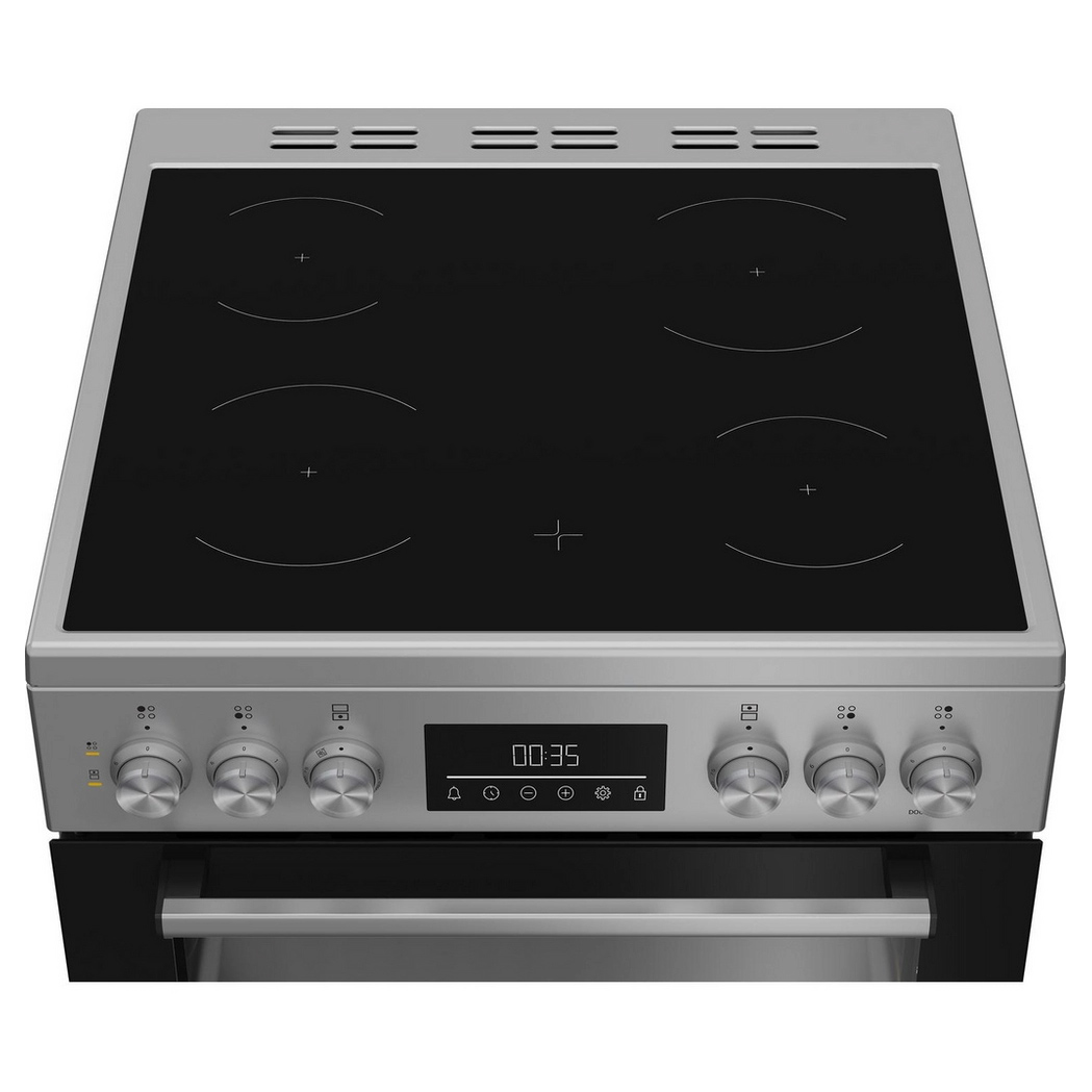 Beko EDC6731S 60cm Double Oven Electric Cooker in Silver Ceramic Hob, photo 4
