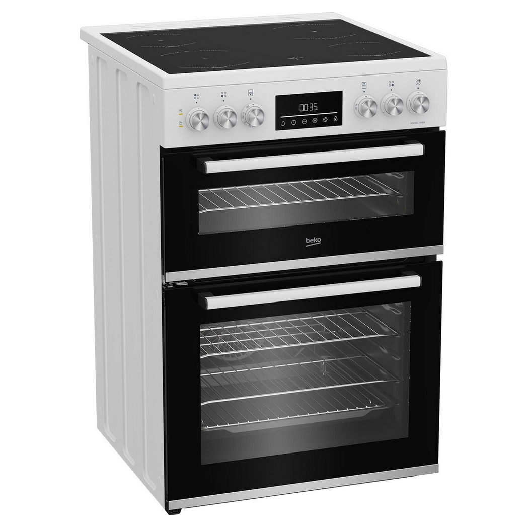 Beko EDC6731W 60cm Double Oven Electric Cooker in White Ceramic Hob, photo 2