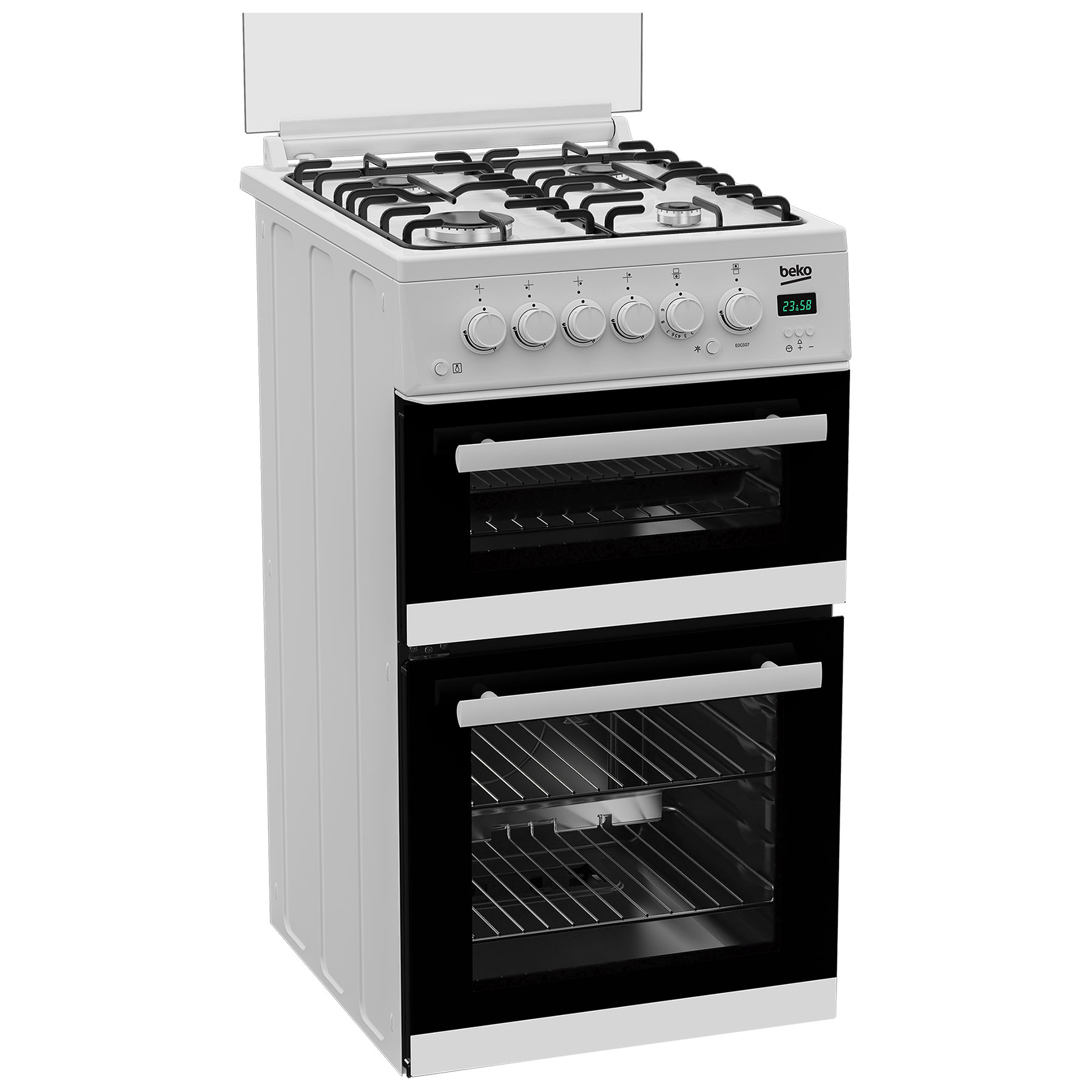Beko EDG507W Freestanding Double Oven Gas Cooker with Gas Hob White, photo 2