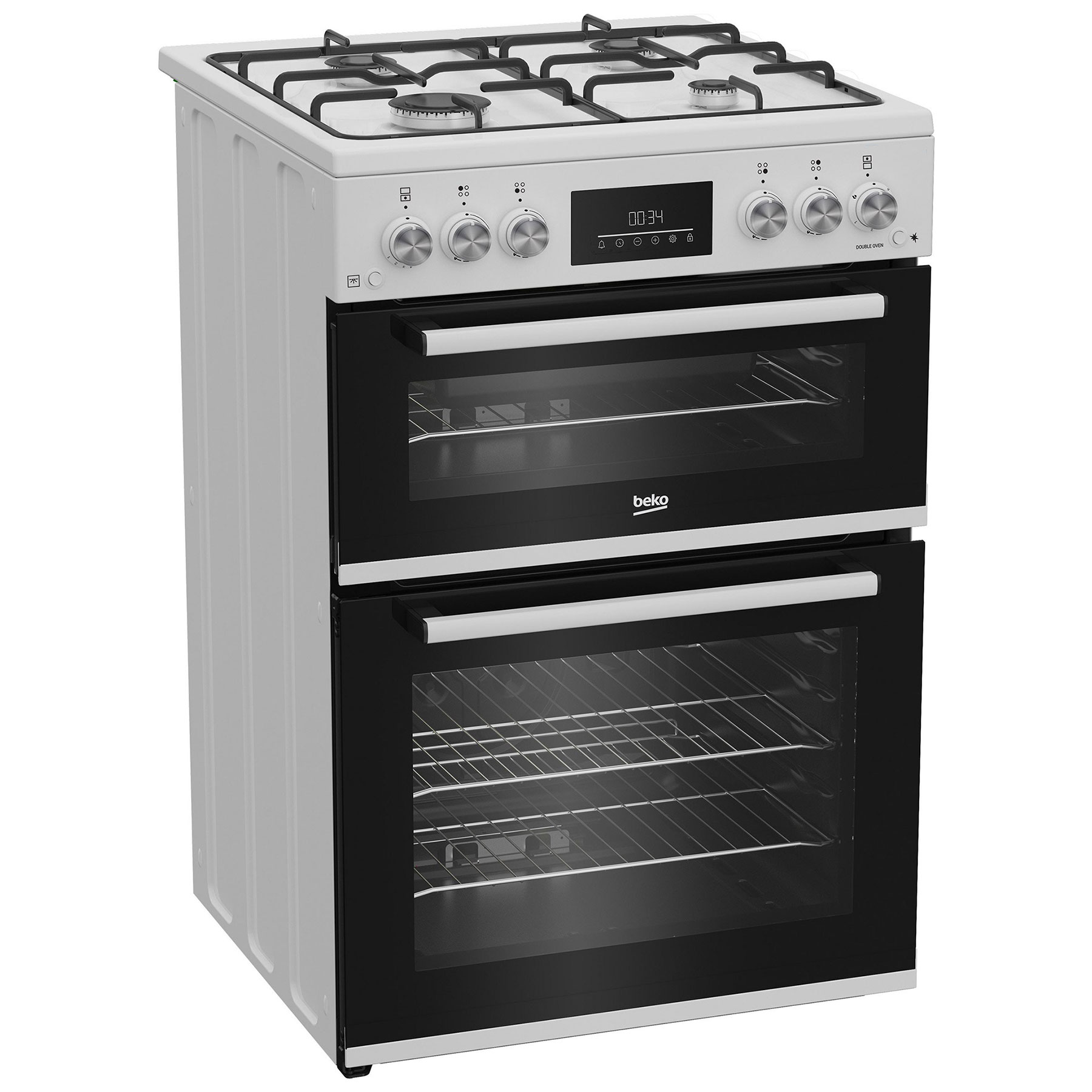 Beko EDG6231W 60cm Twin Cavity Gas Cooker with Enamel Hob White, photo 2