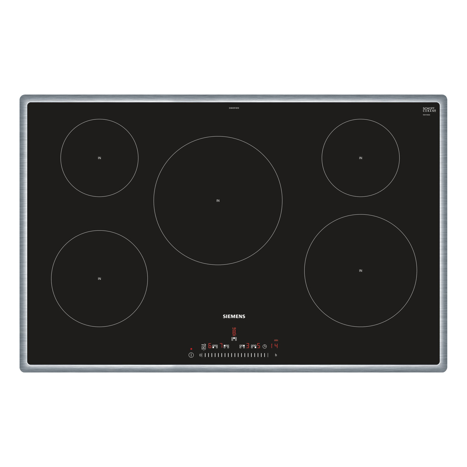 Image of Siemens EH845FVB1E iQ100 80cm Built In Induction Hob Black Glass St St