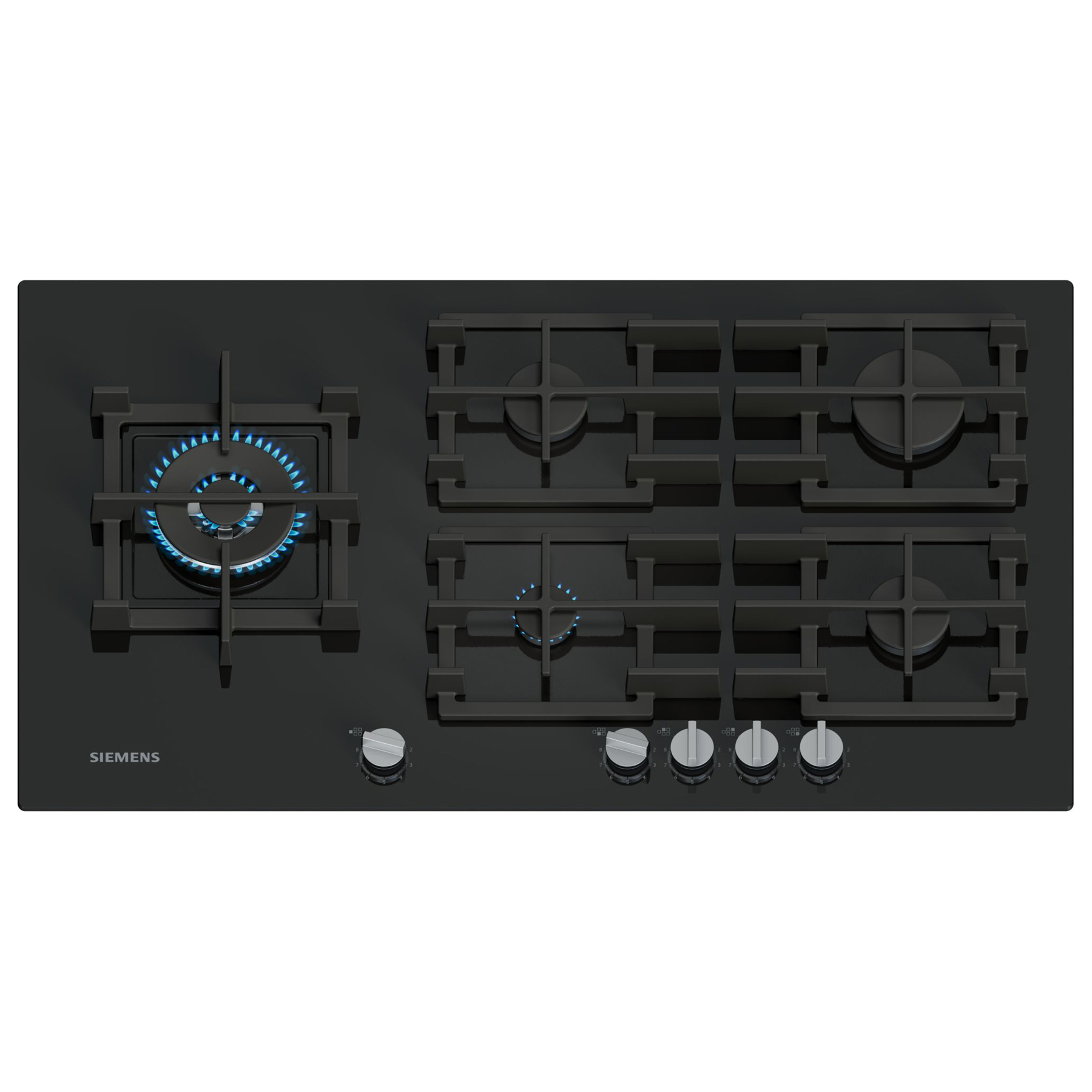 Siemens EP9A6MI40 IQ500 90cm 5 Burner Gas Hob in Black Glass Wok Burne