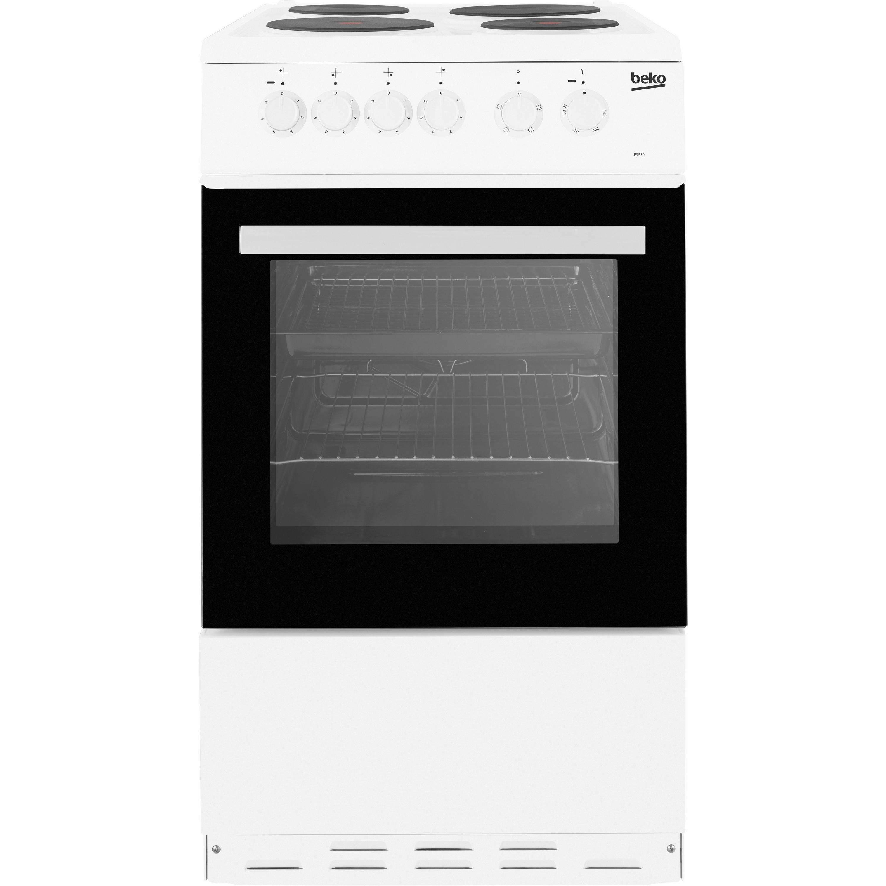 Beko ESP50W 50cm Single Oven Electric Cooker in White Solid Plate