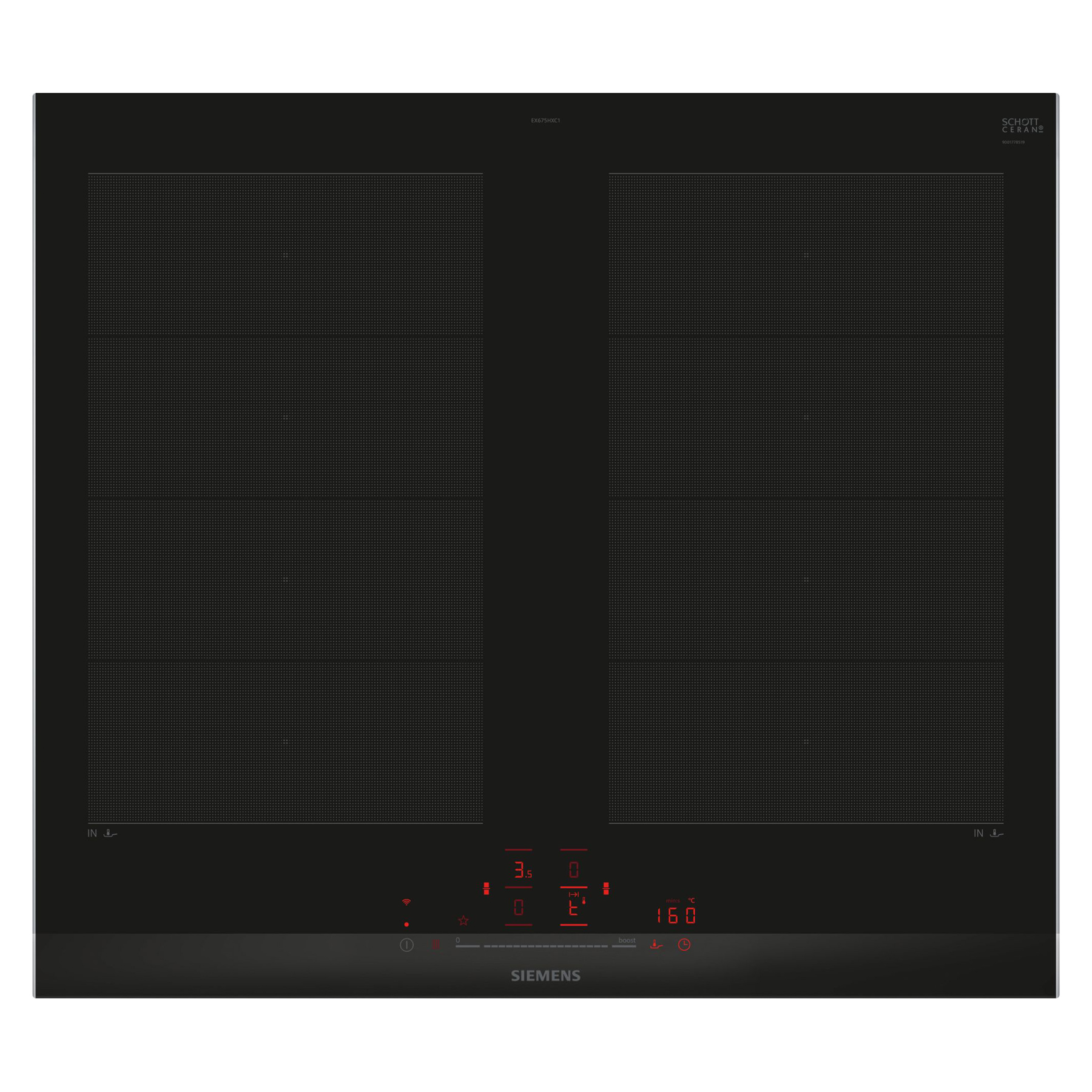 Siemens EX675HXC1E iQ700 60cm 4 Zone Induction Hob in Black with Home
