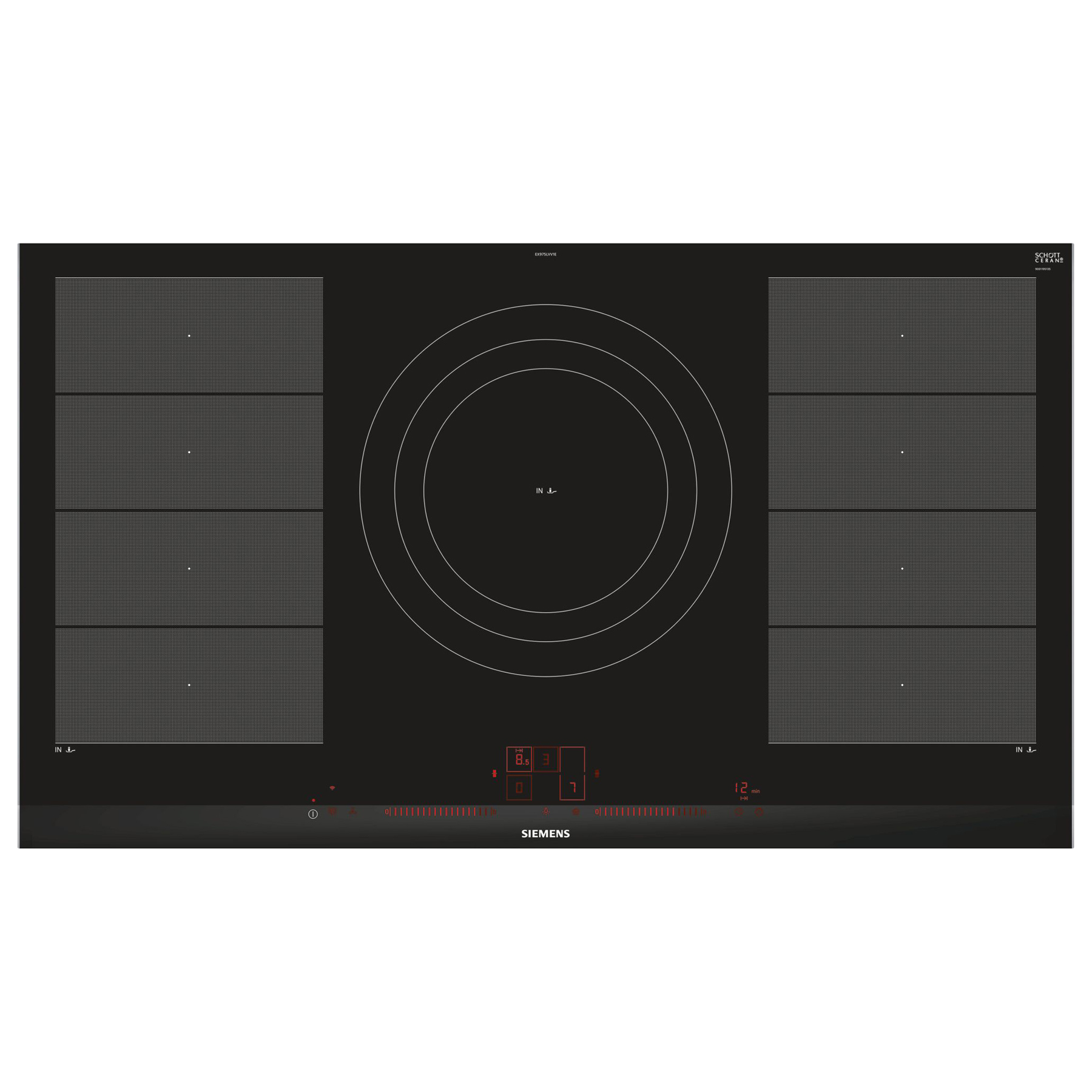 Siemens EX975LVV1E iQ700 90cm Built In Flex Induction Hob in Black Hom