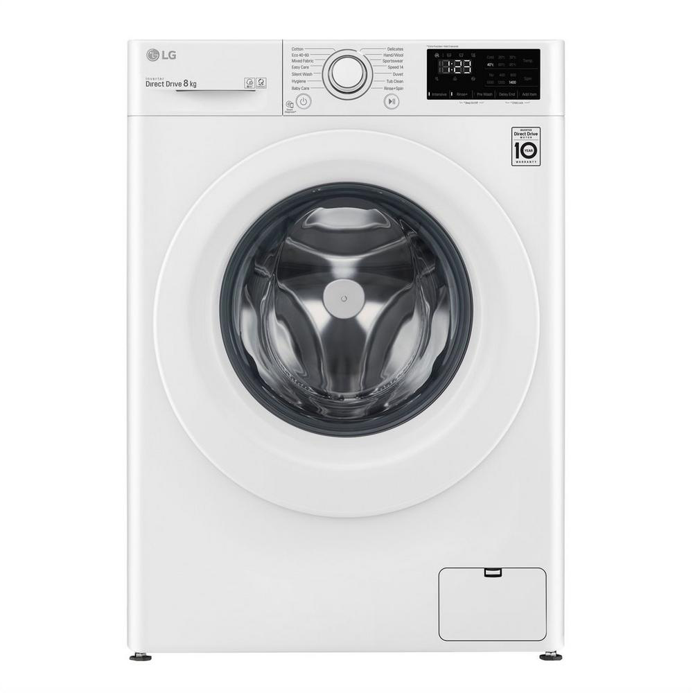 Image of LG F4V308WNW Washing Machine in White 1400rpm 8kg C Rated