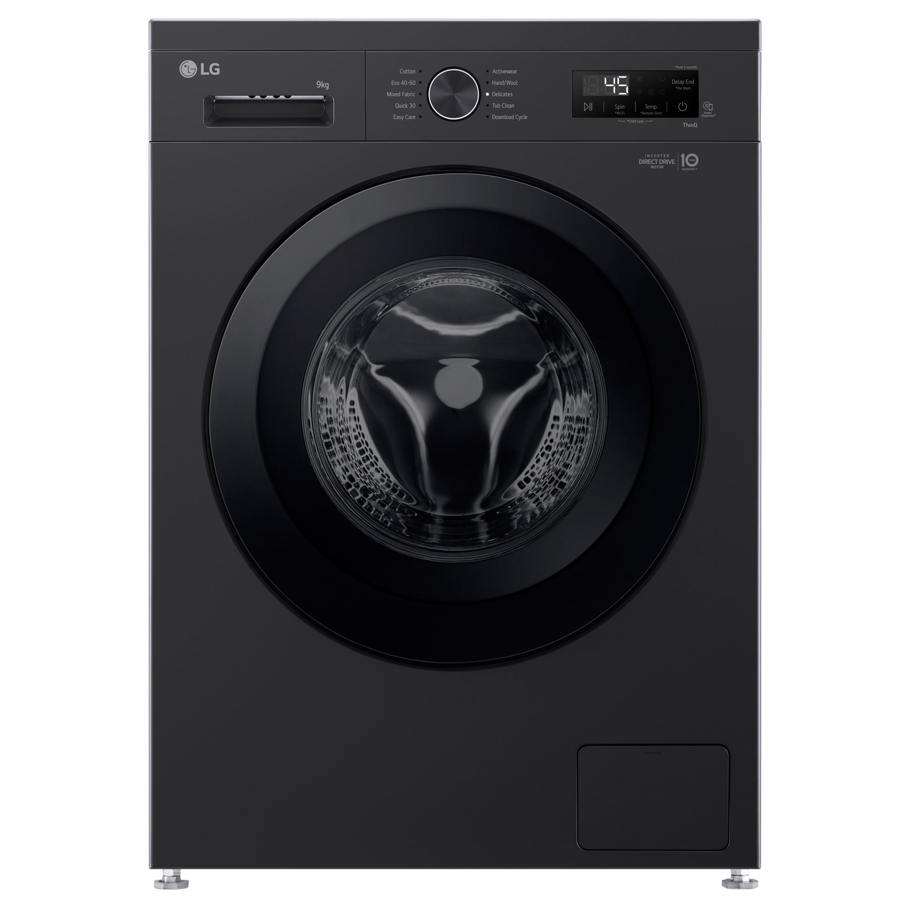LG F4X1009NNK 9kg 1400 Spin Washing Machine in Onyx Black A Rated 6 Mo
