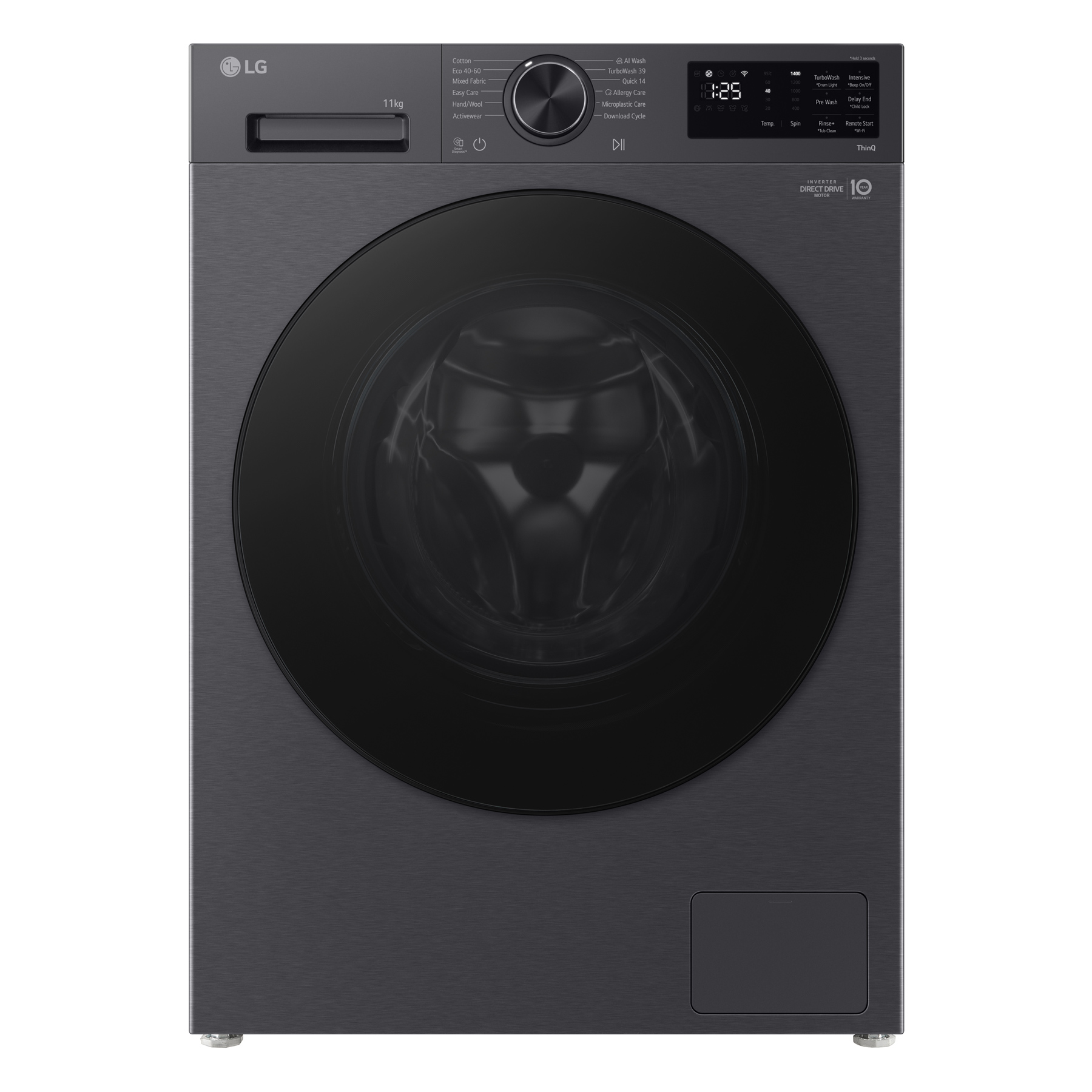 LG F4X5011TBB 11kg 1400 Spin Washing Machine in Matte Black A Rated AI