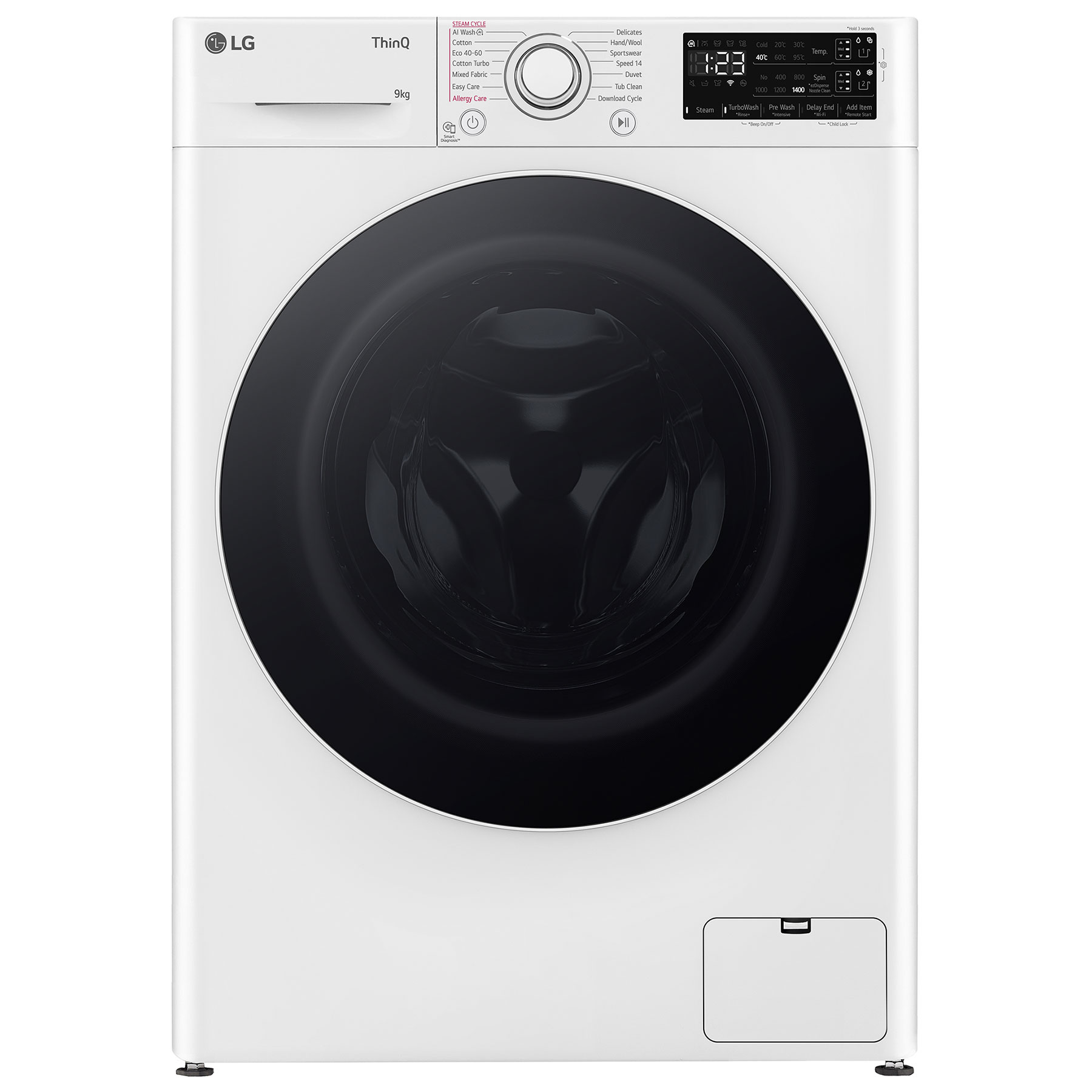 LG F4Y509WWLA1 9kg 1400 Spin Washing Machine in White A Rated EZDispen