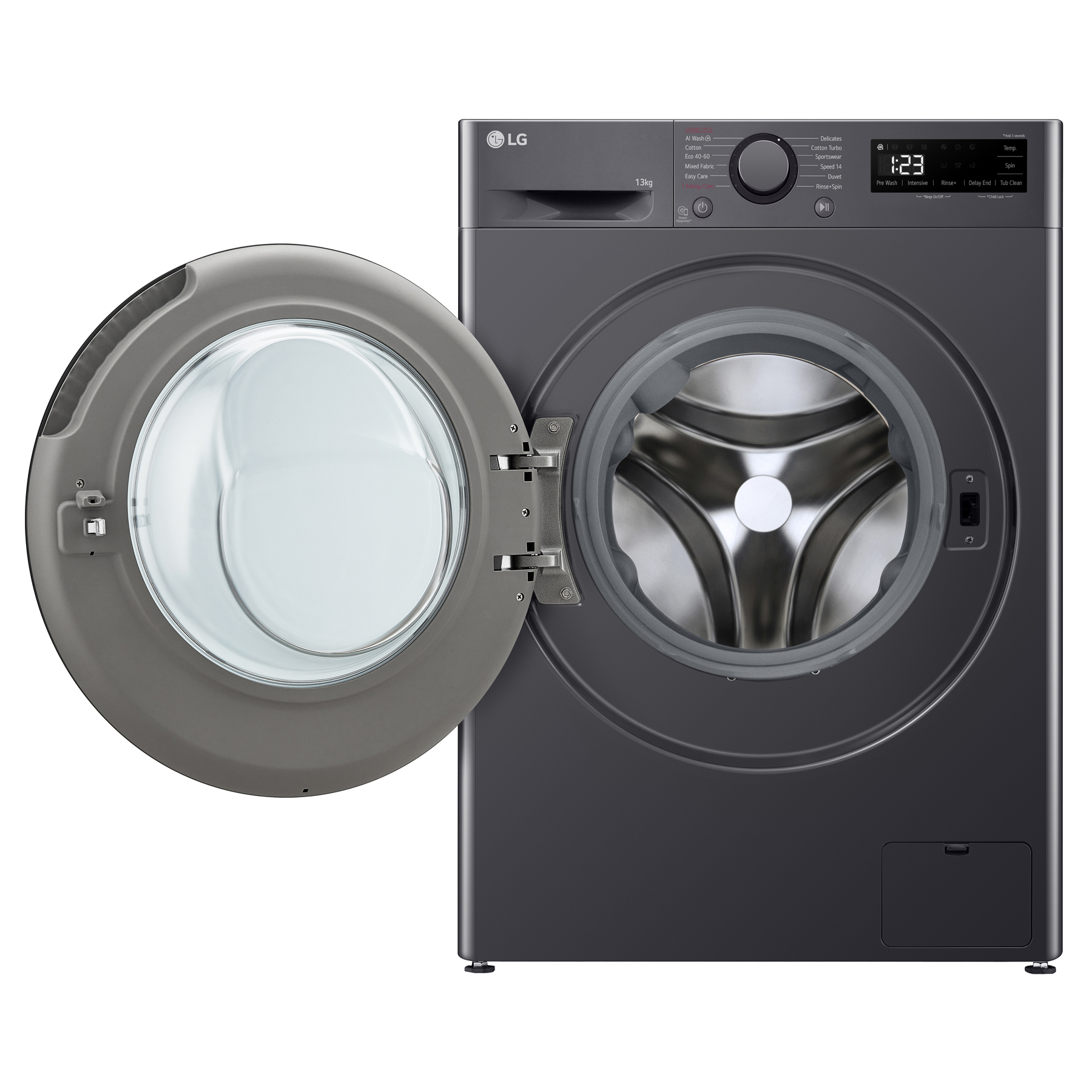 LG F4Y513GBLN1 13kg 1400 Spin Washing Machine in Slate Grey A Rated AI, photo 2
