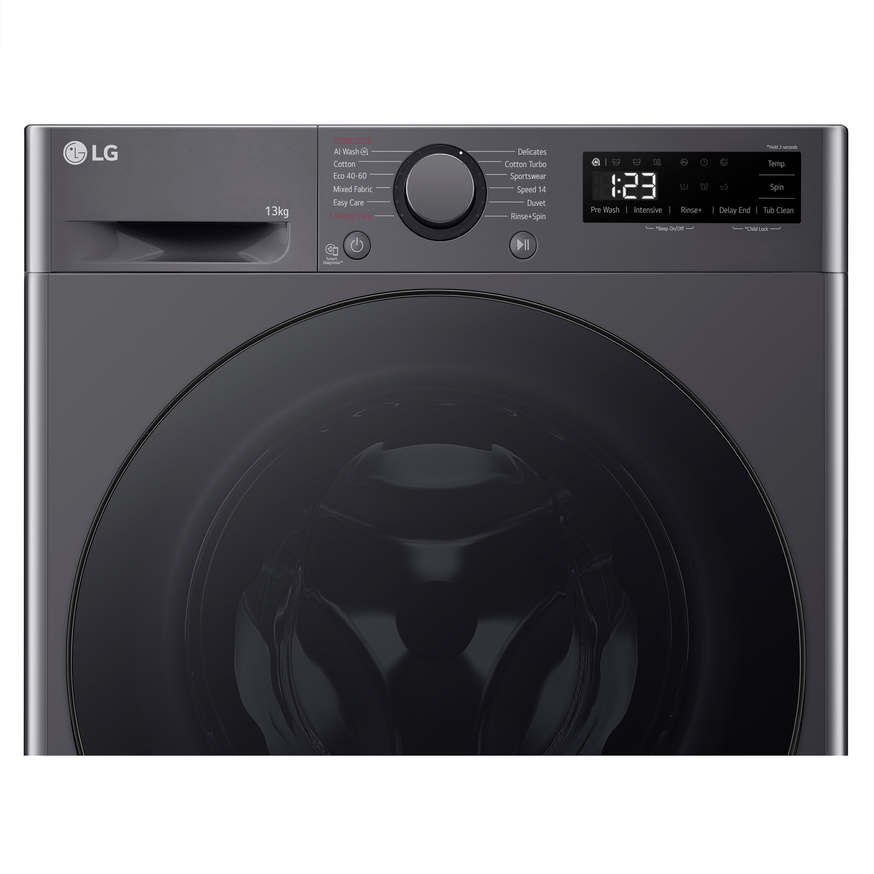 LG F4Y513GBLN1 13kg 1400 Spin Washing Machine in Slate Grey A Rated AI, photo 3