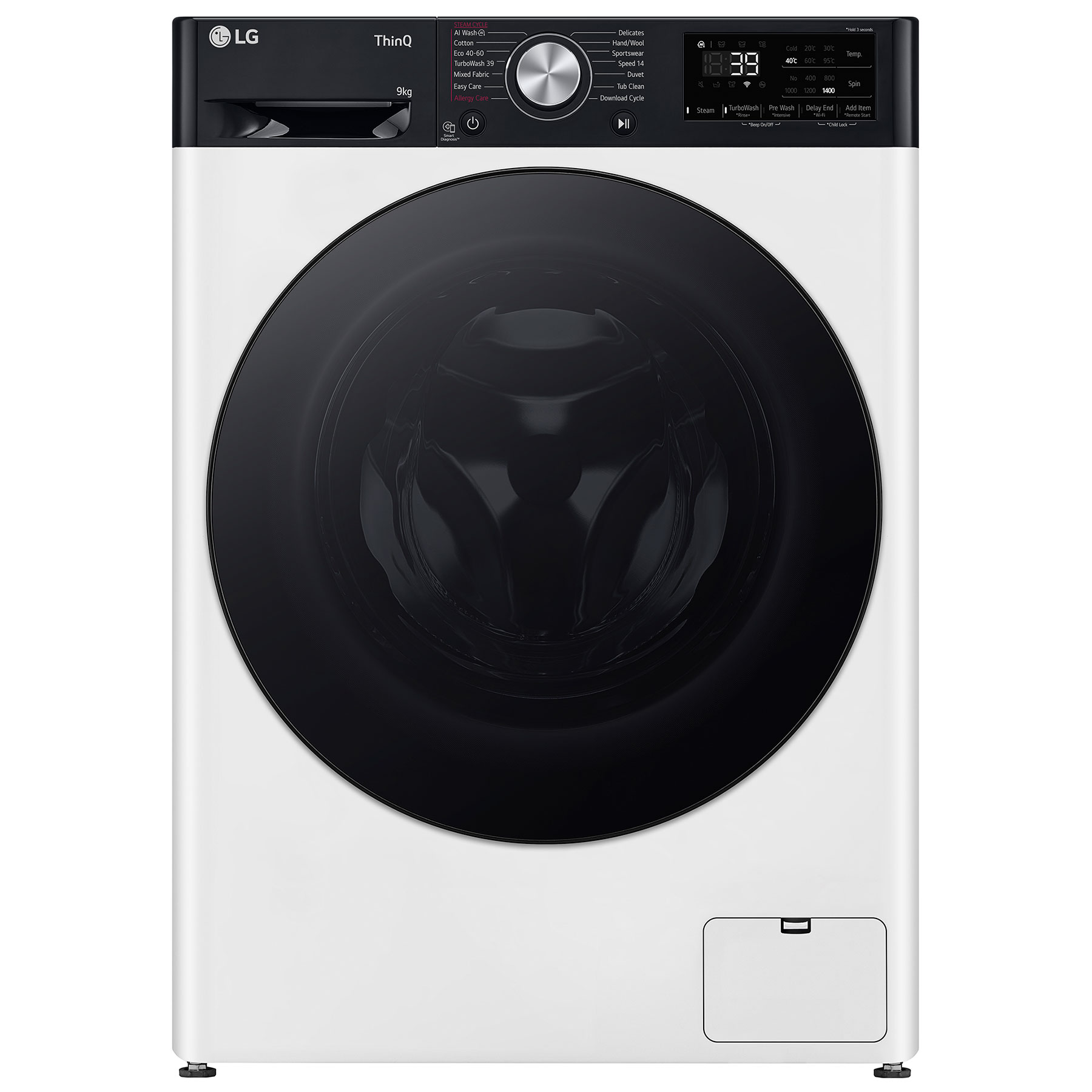 LG F4Y709WBTN1 9kg 1400 Spin Washing Machine in White A Rated AI Direc