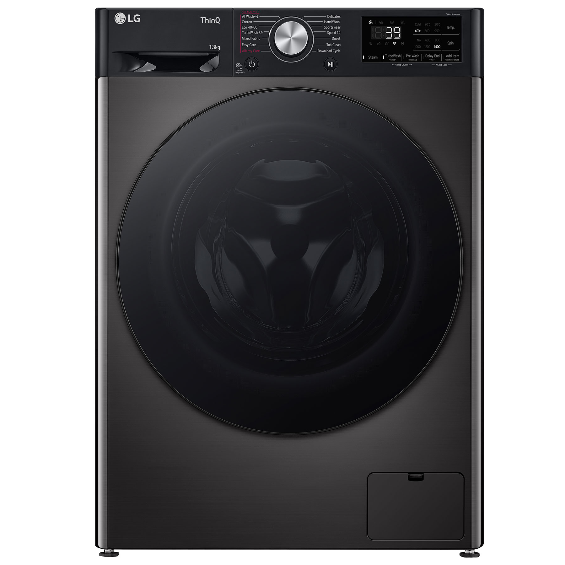 Image of LG F4Y713BBTN1 Washing Machine in Black 1400rpm 13kg A Rated Wi Fi