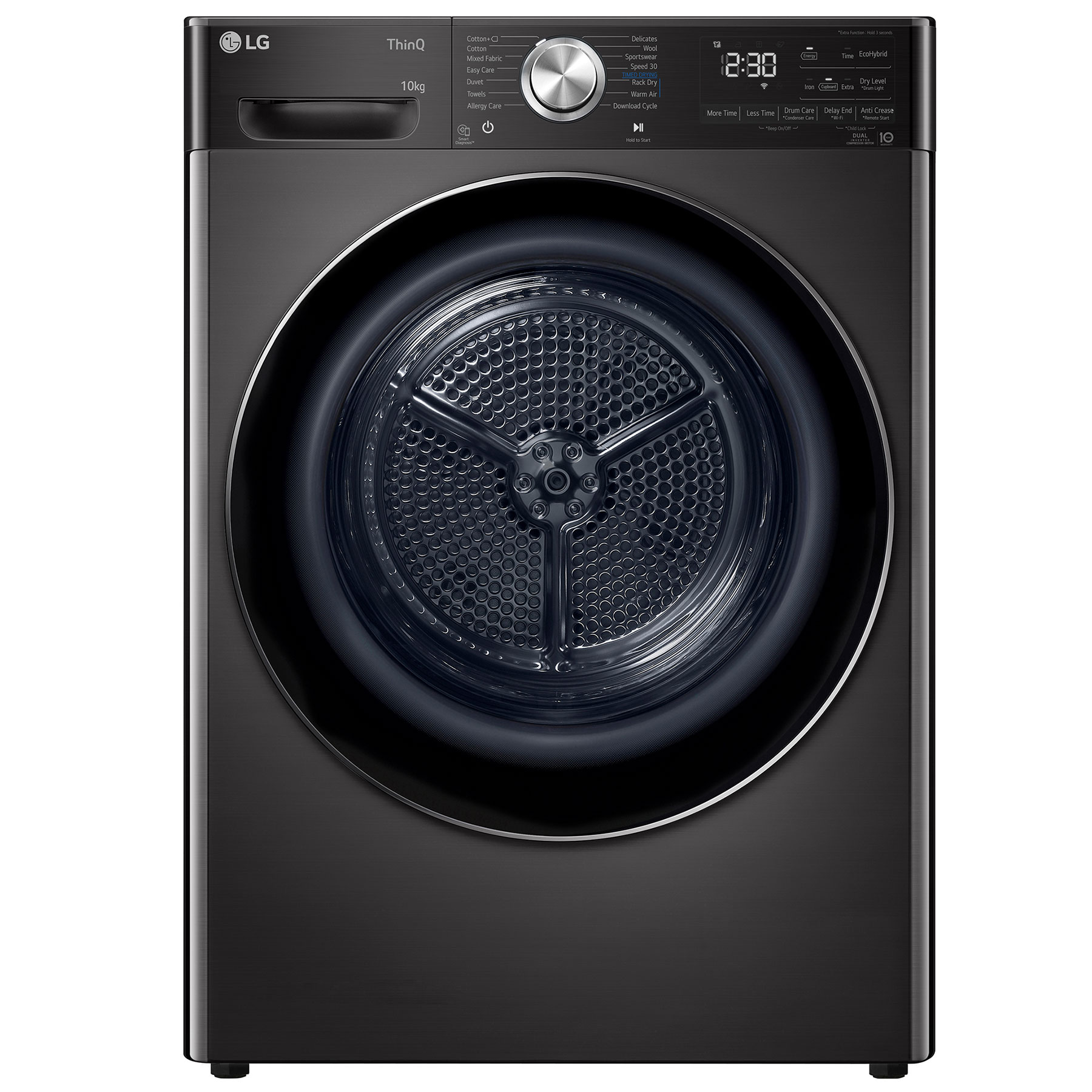 Photos - Tumble Dryer LG FDV1110B 10kg Dual Heat Pump Condenser Dryer in Black Steel A 