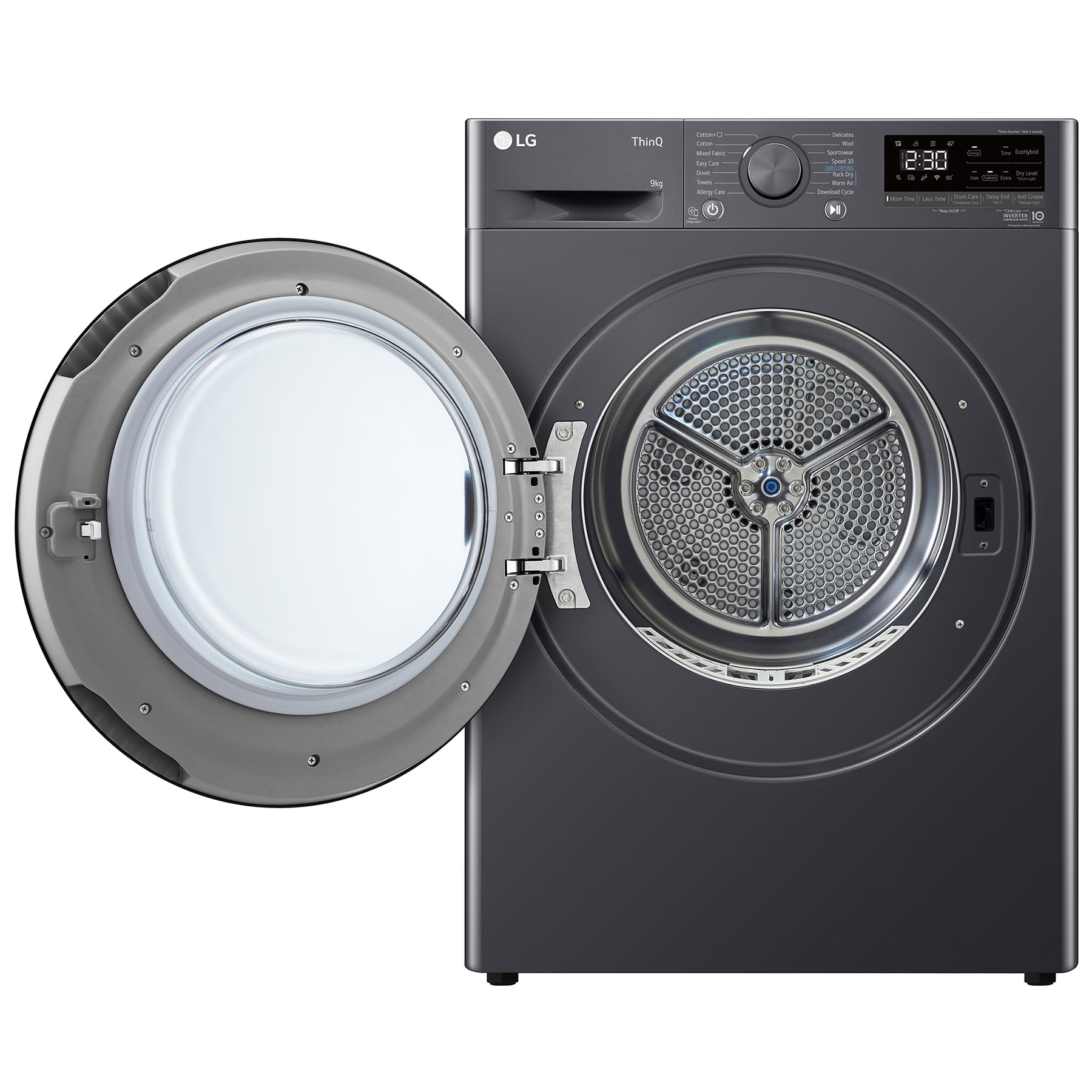 LG FDV709GN 9kg Dual Heat Pump Condenser Dryer in Slate Grey A, photo 2