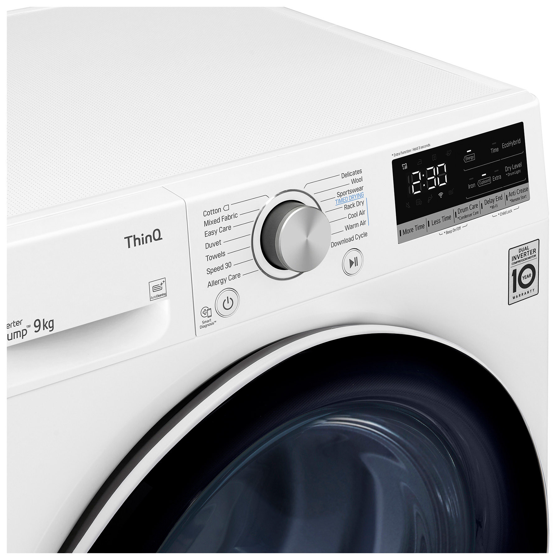 LG FDV709W 9kg Dual Heat Pump Condenser Dryer White A Rated, photo 3