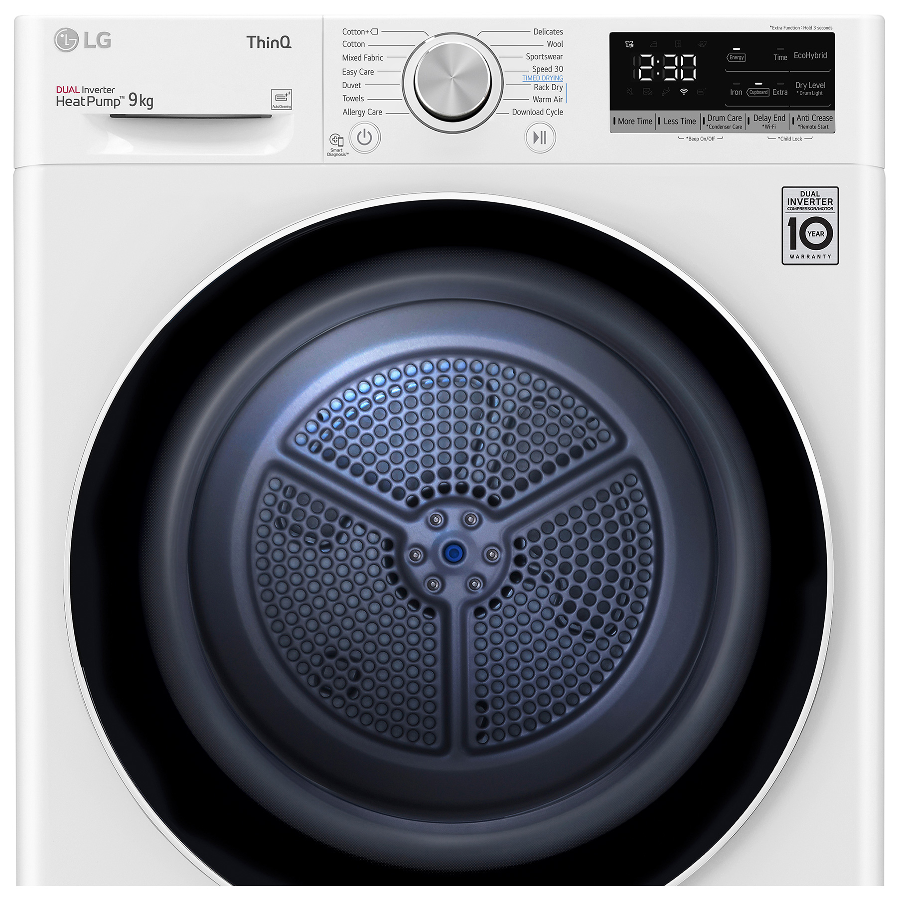 LG FDV709W 9kg Dual Heat Pump Condenser Dryer White A Rated, photo 4