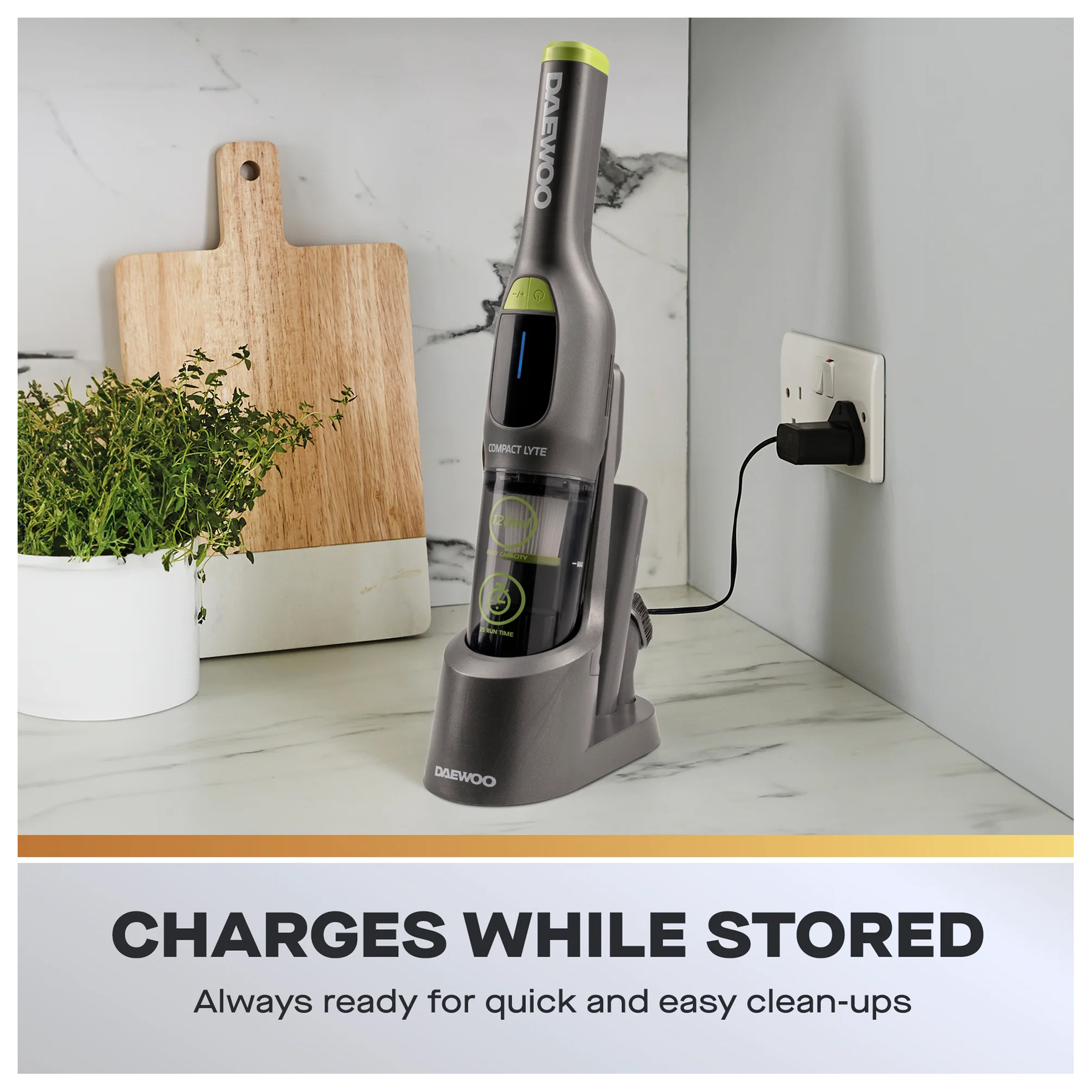 Daewoo FLR00287GE Compact Lyte Handheld Vacuum Cleaner Grey Navy, photo 4