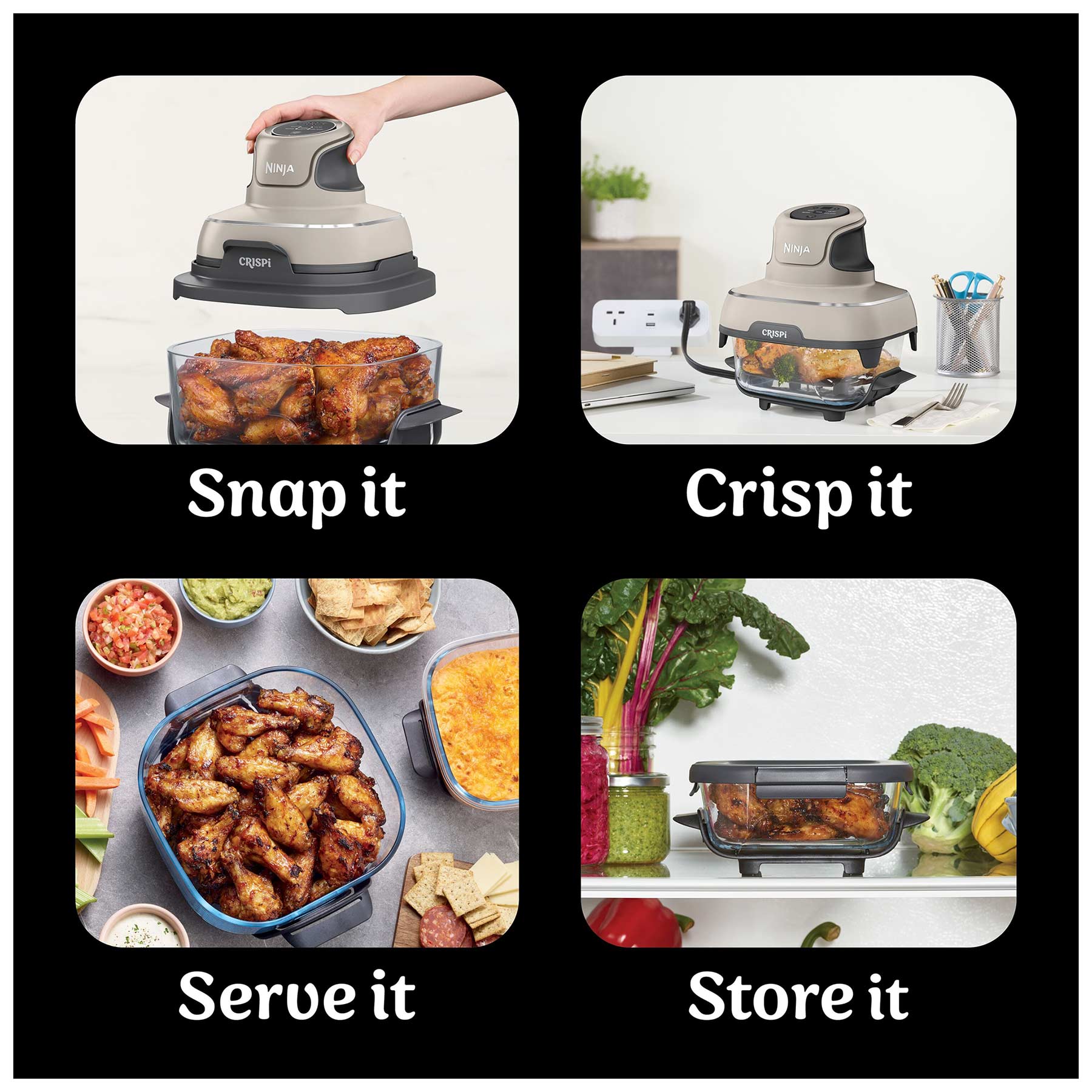 Ninja CRISPi 4-in-1 Portable Compact Glass Air Fryer - Stone, FN101UKST, photo 3
