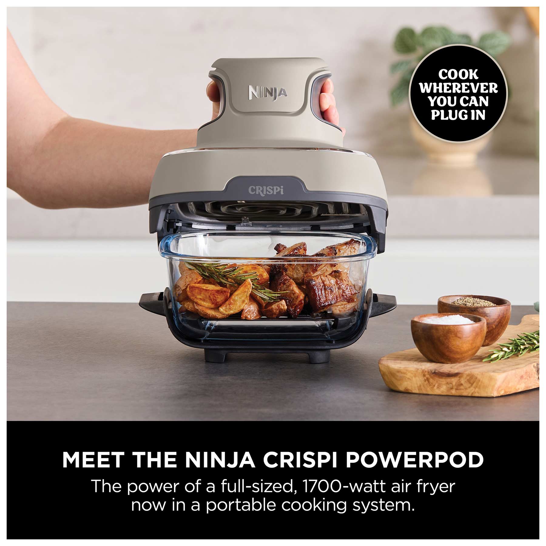 Ninja CRISPi 4-in-1 Portable Compact Glass Air Fryer - Stone, FN101UKST, photo 5