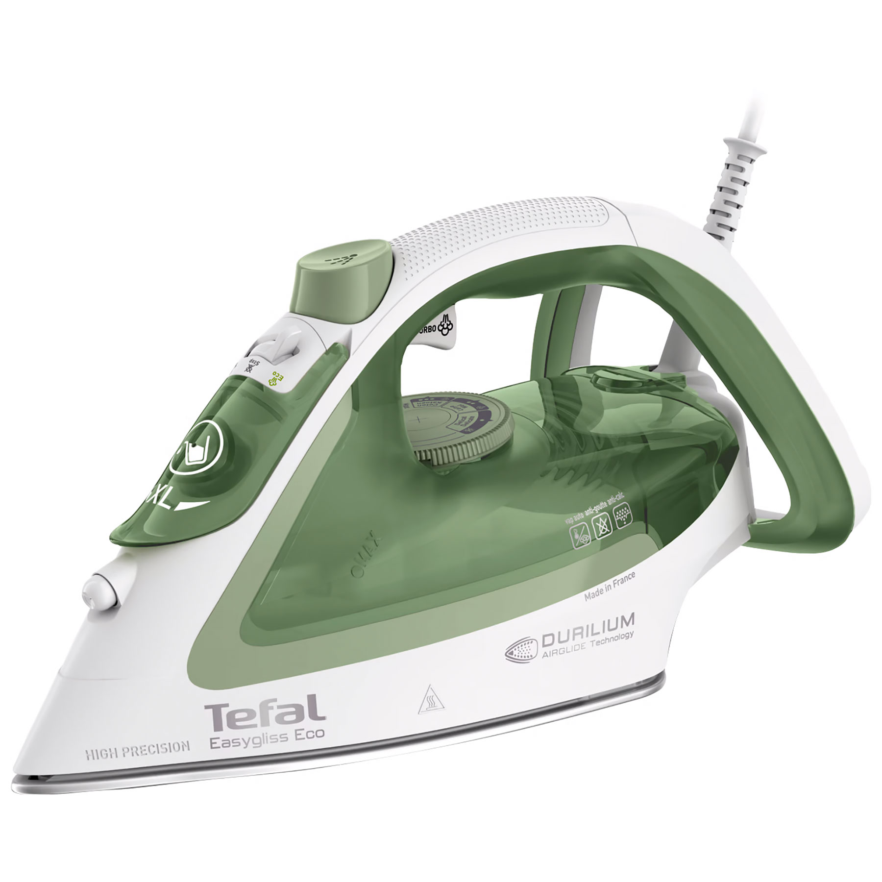 Image of Tefal FV5781G0 Easygliss Eco Steam Iron in White and Green 2800W