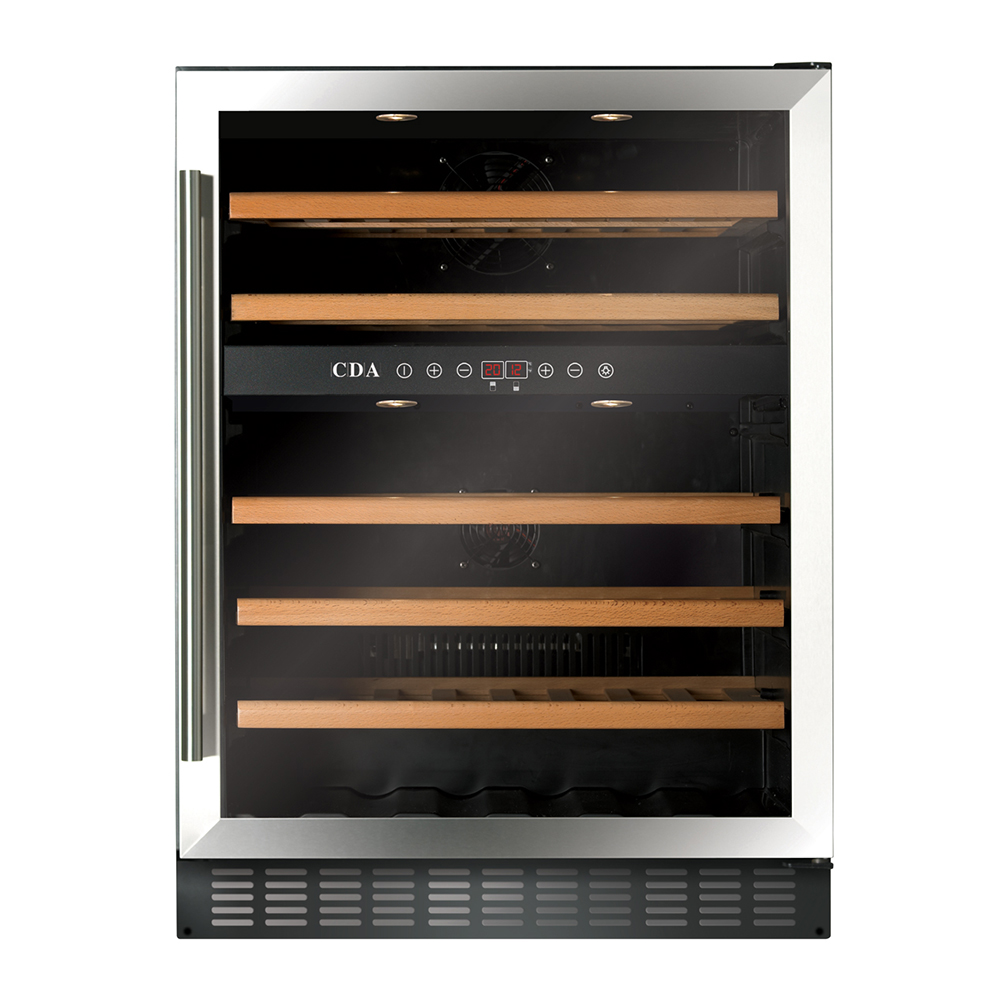 Image of CDA FWC604SS 60cm Freestanding Dual Zone Wine Cooler St St 45 Bottle