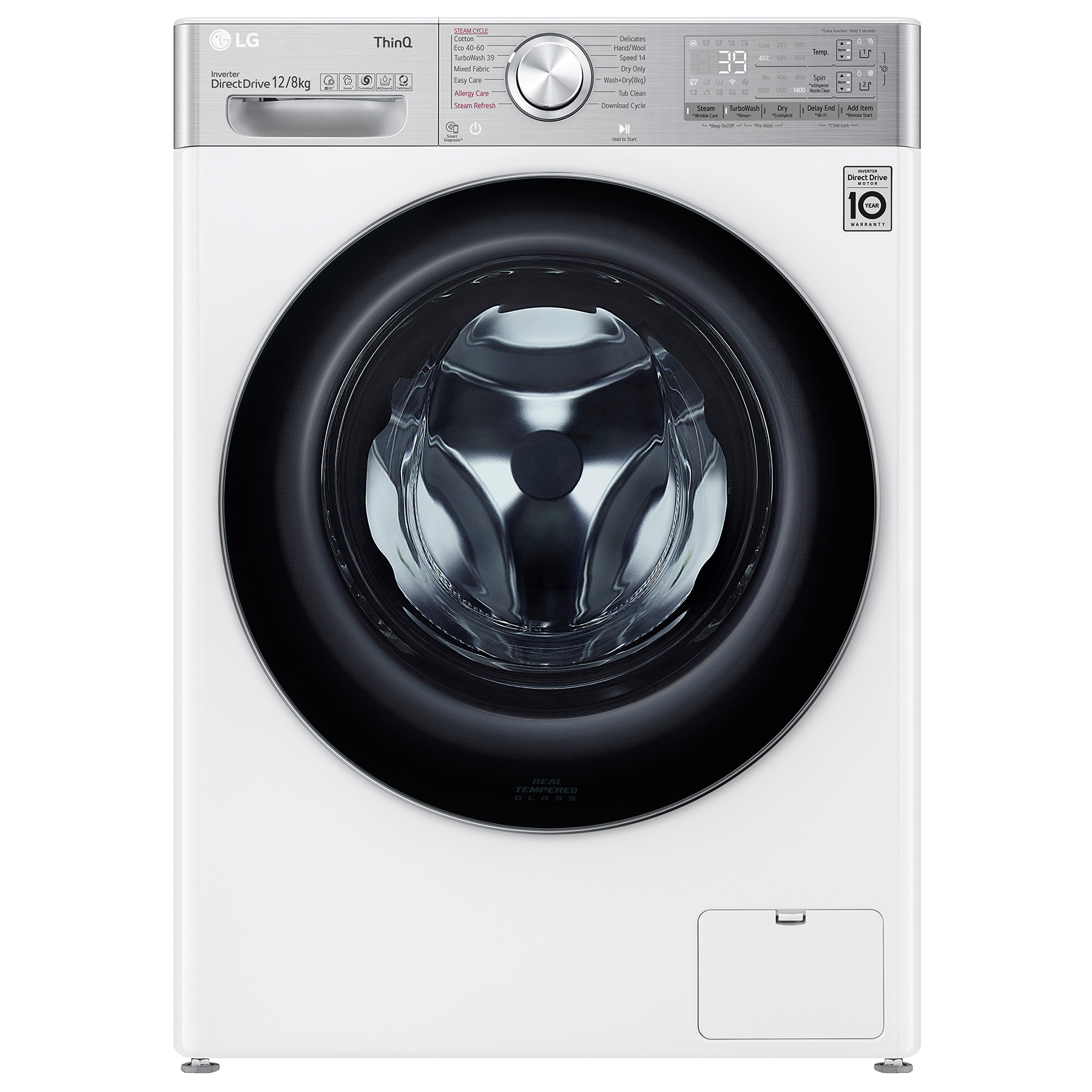 LG FWV1128WTSA Washer Dryer in White 1400 Spin 12kg 8kg E Rated ThinQ