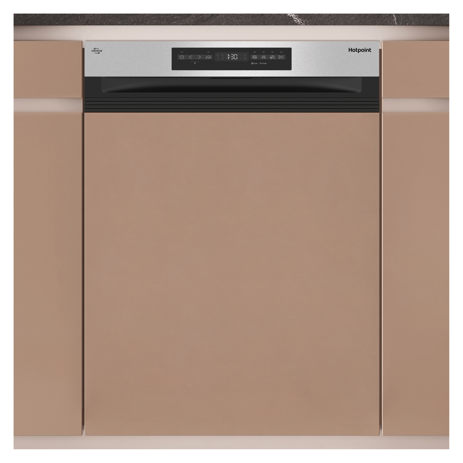 Hotpoint H5PC15M6UK 60cm Semi Integrated Dishwasher in Stainless Steel