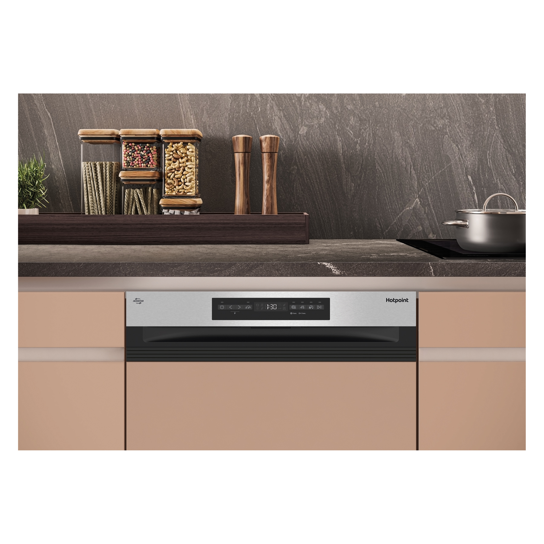Hotpoint H5PC15M6UK 60cm Semi Integrated Dishwasher in Stainless Steel, photo 3