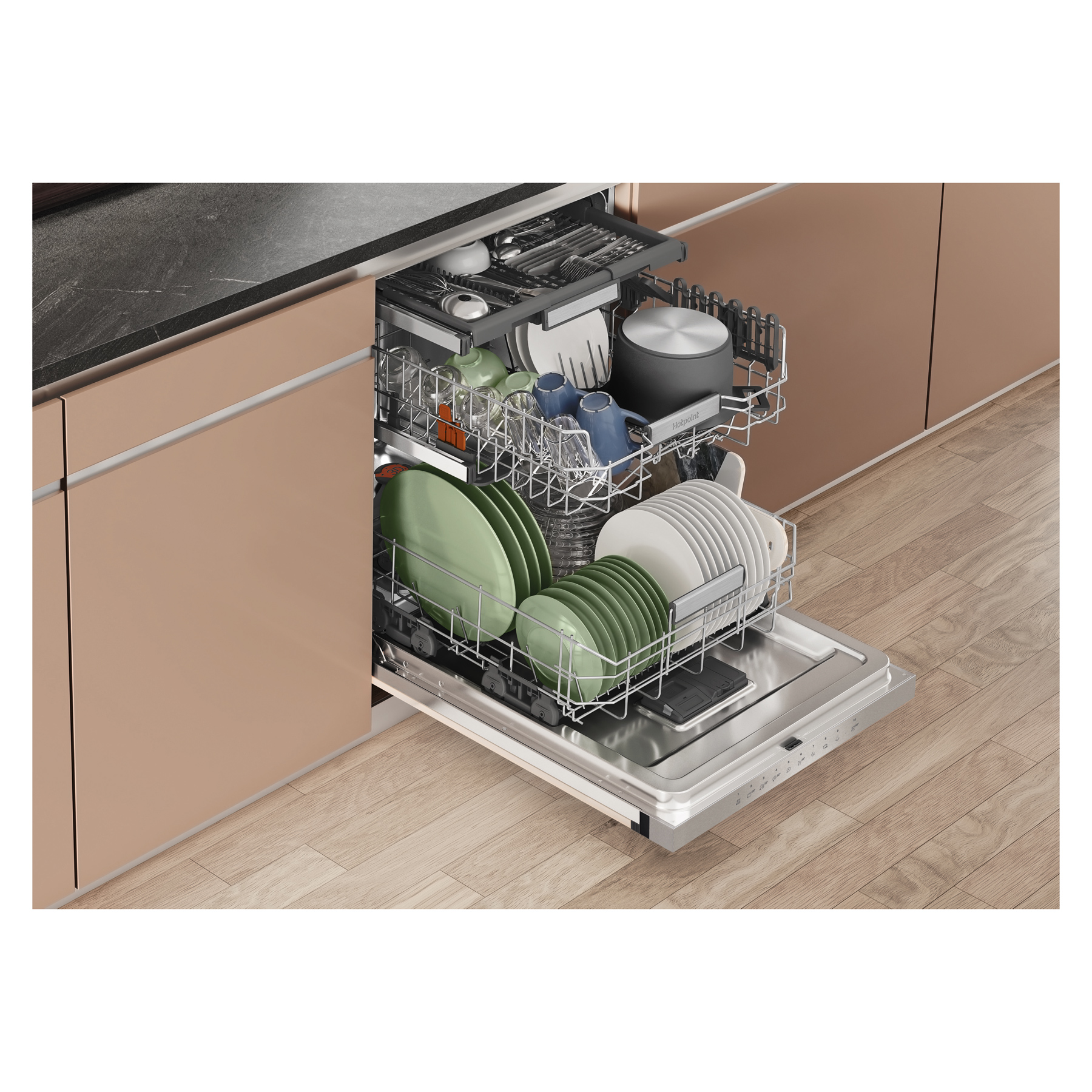 Hotpoint H5PC15M6UK 60cm Semi Integrated Dishwasher in Stainless Steel, photo 5