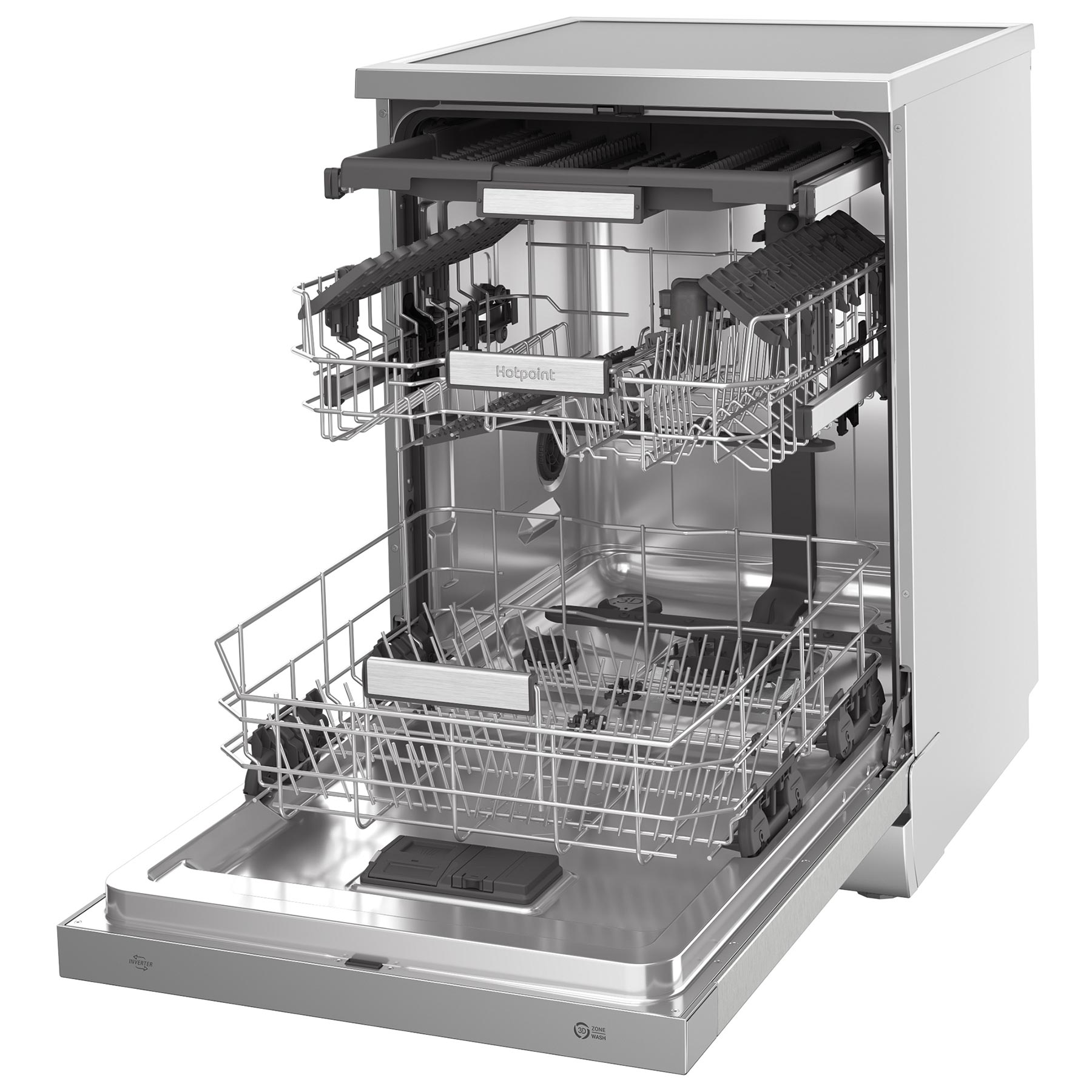 Hotpoint H7FHS51X 60cm Dishwasher in Silver 15 Place Setting B Rated, photo 3