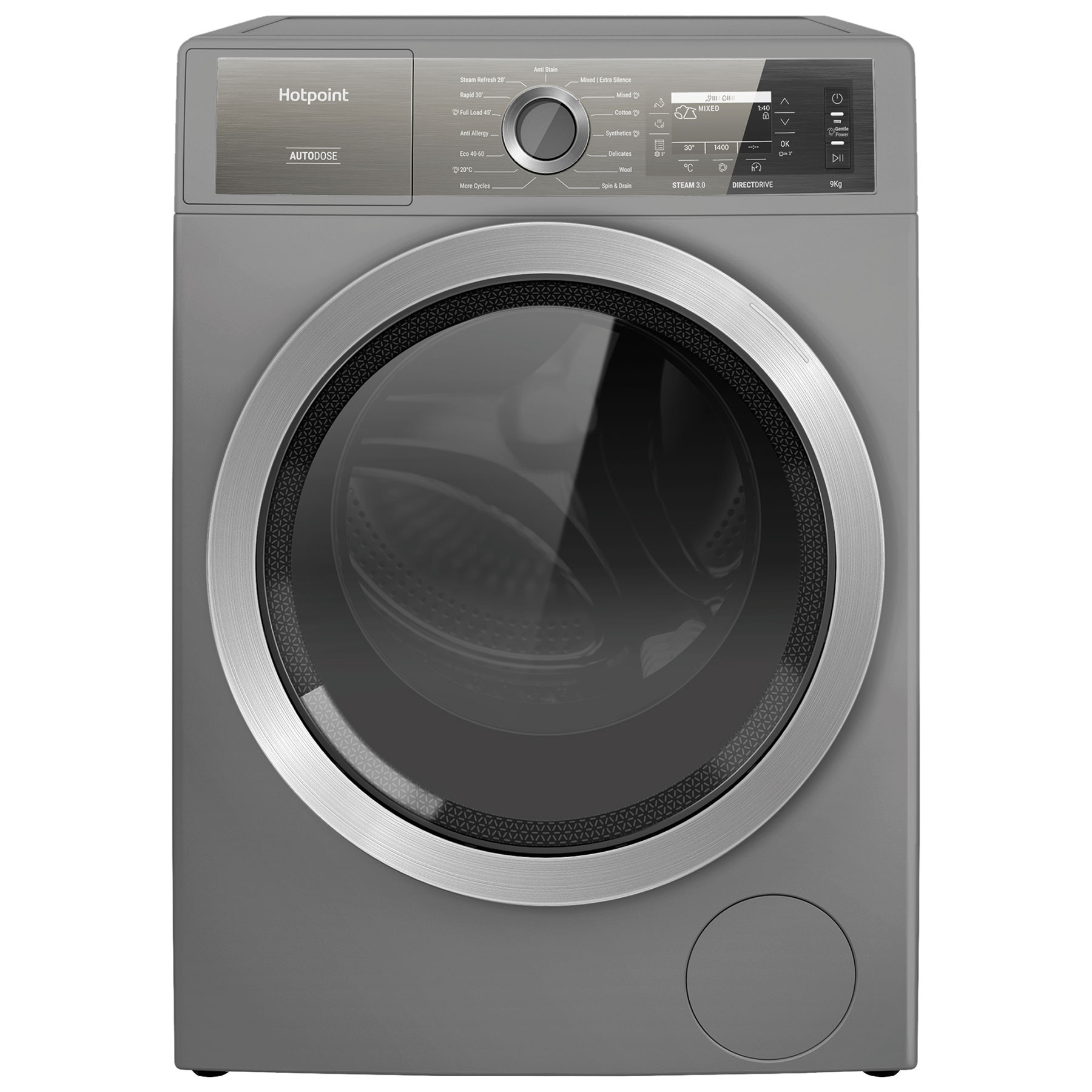 Hotpoint H899ADSGPOW 9kg 1400 Spin Washing Machine in Silver A Rated A