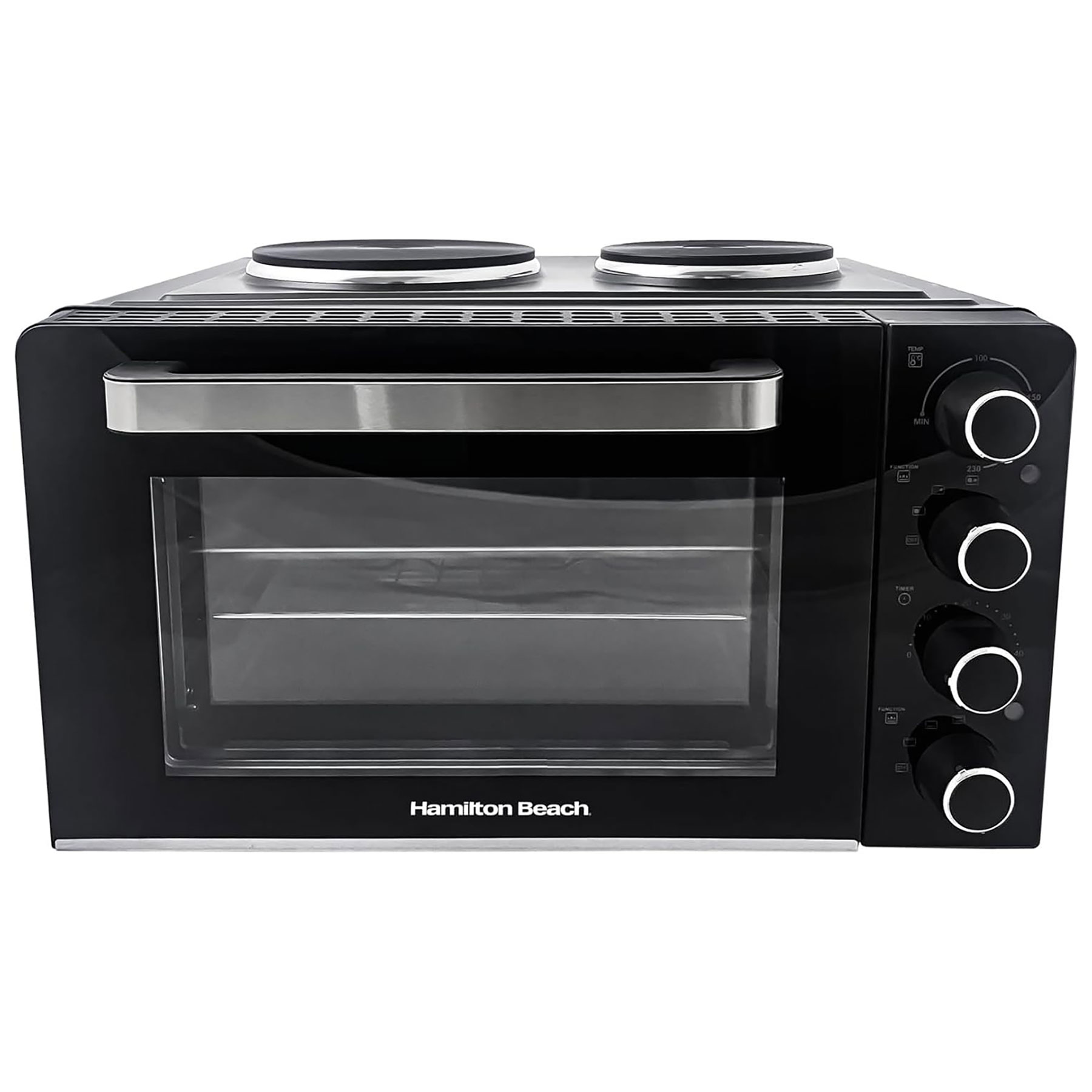 Image of Hamilton Beach HB28HDB 28L Table Top Mini Oven with Twin Hot Plates Bl