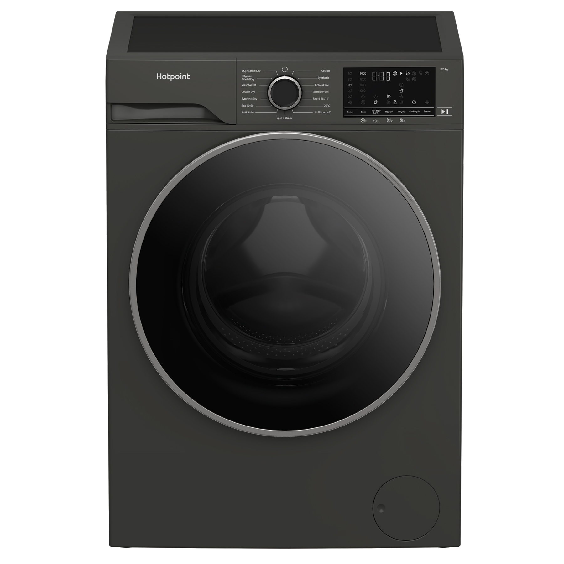 Hotpoint HBD8680GANTI Washer Dryer in Manhattan Grey 1400 Spin 8kg 6kg, photo 2