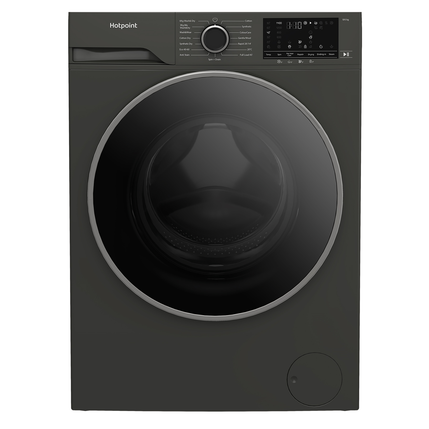 Hotpoint HBD8680GANTI Washer Dryer in Manhattan Grey 1400 Spin 8kg 6kg