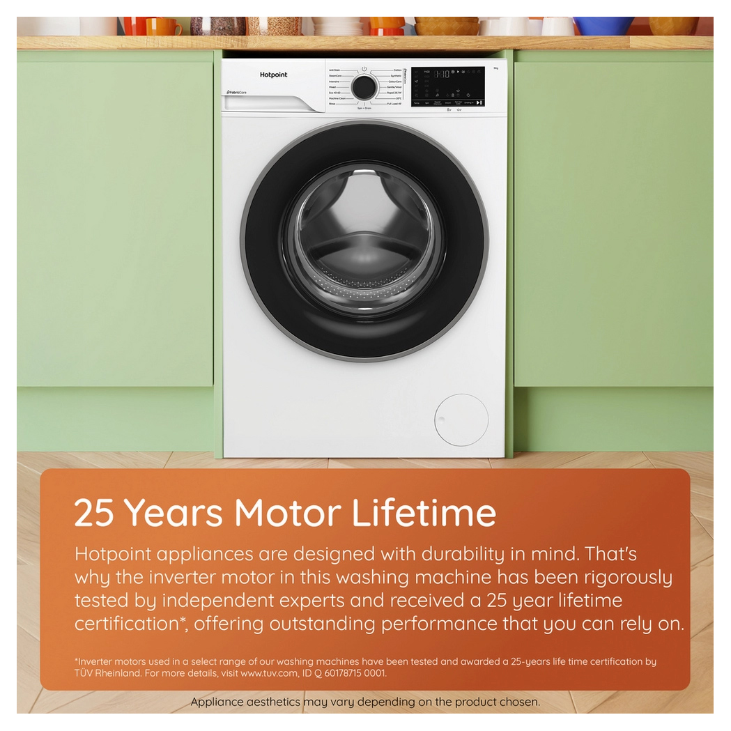 Hotpoint HBWH93CAREUK 9kg 1400 Spin Washing Machine in White A Rated F, photo 3