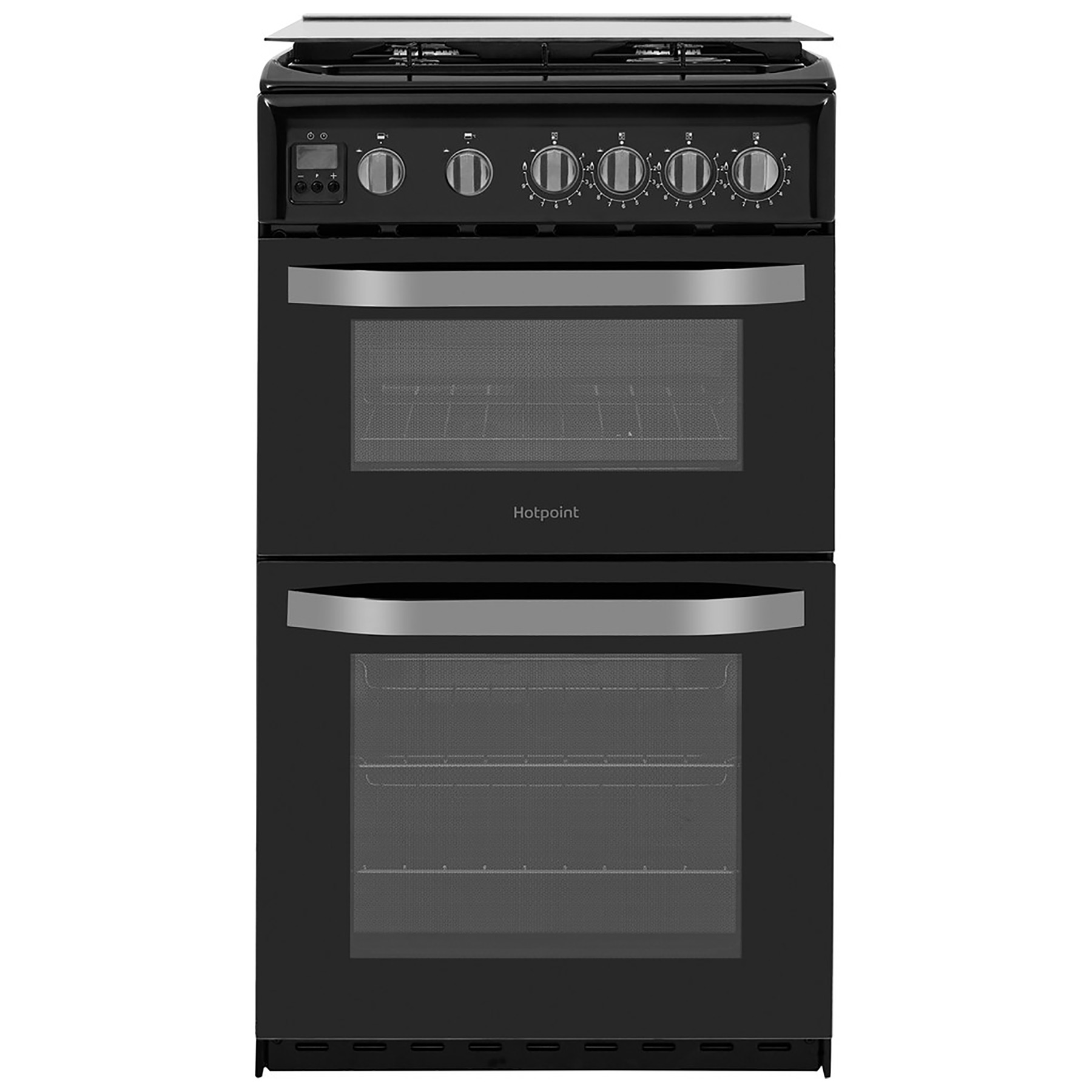 Image of Hotpoint HD5G00CCBK 50cm Double Oven Gas Cooker in Black Catalytic Lin