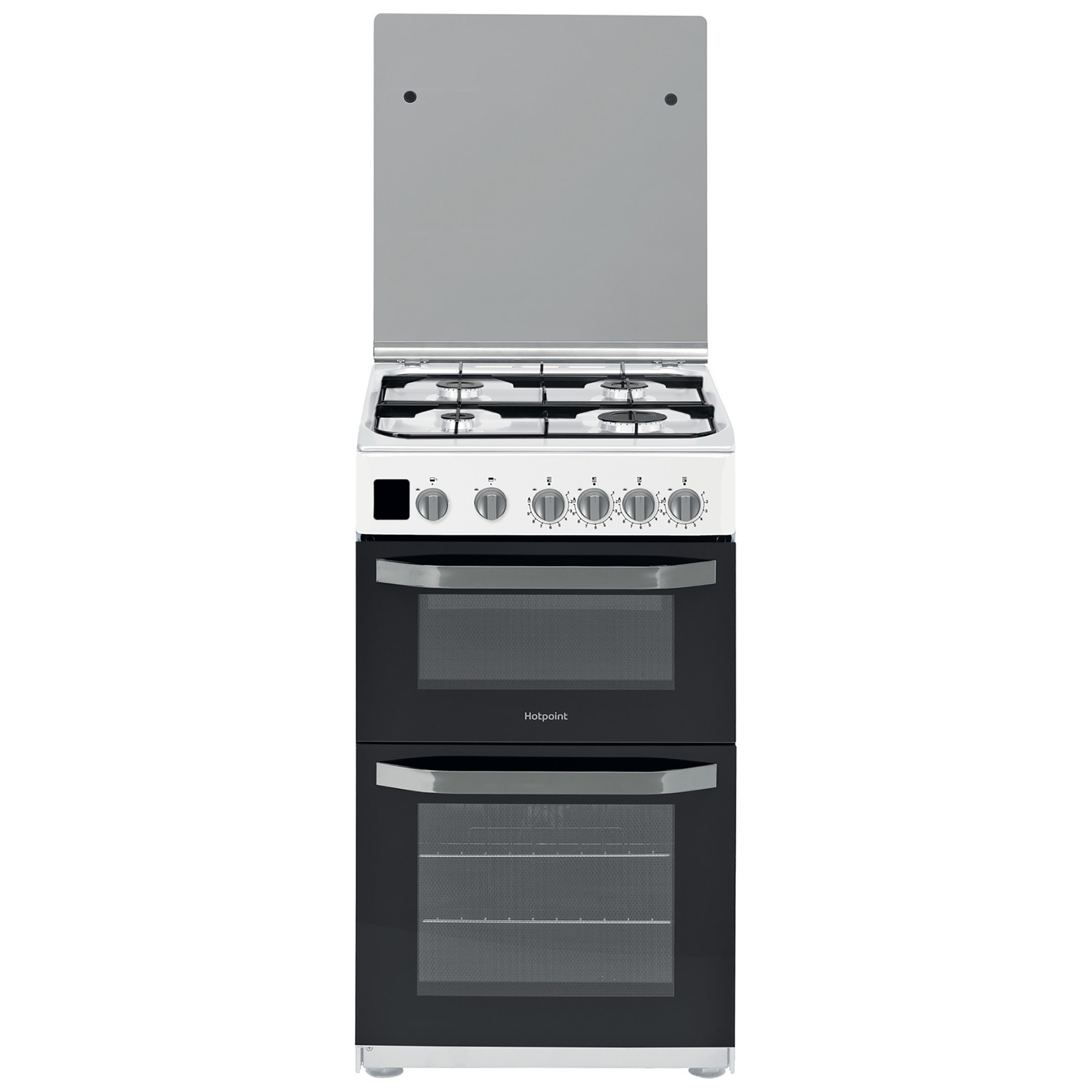 Image of Hotpoint HD5G00CCW 50cm Double Oven Gas Cooker in White Catalytic Line