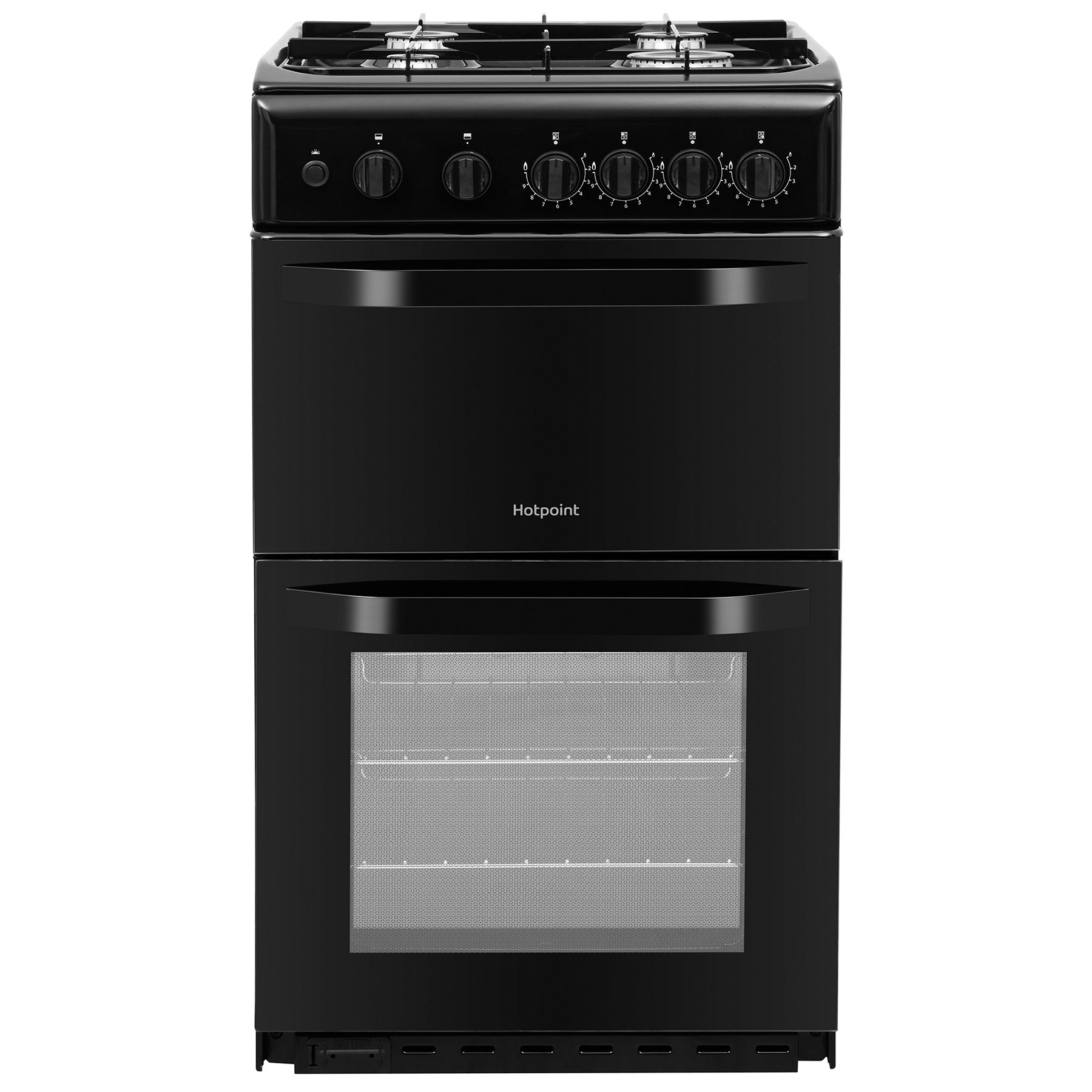 Image of Hotpoint HD5G00KCB 50cm Twin Cavity Gas Cooker in Black Catalytic Line