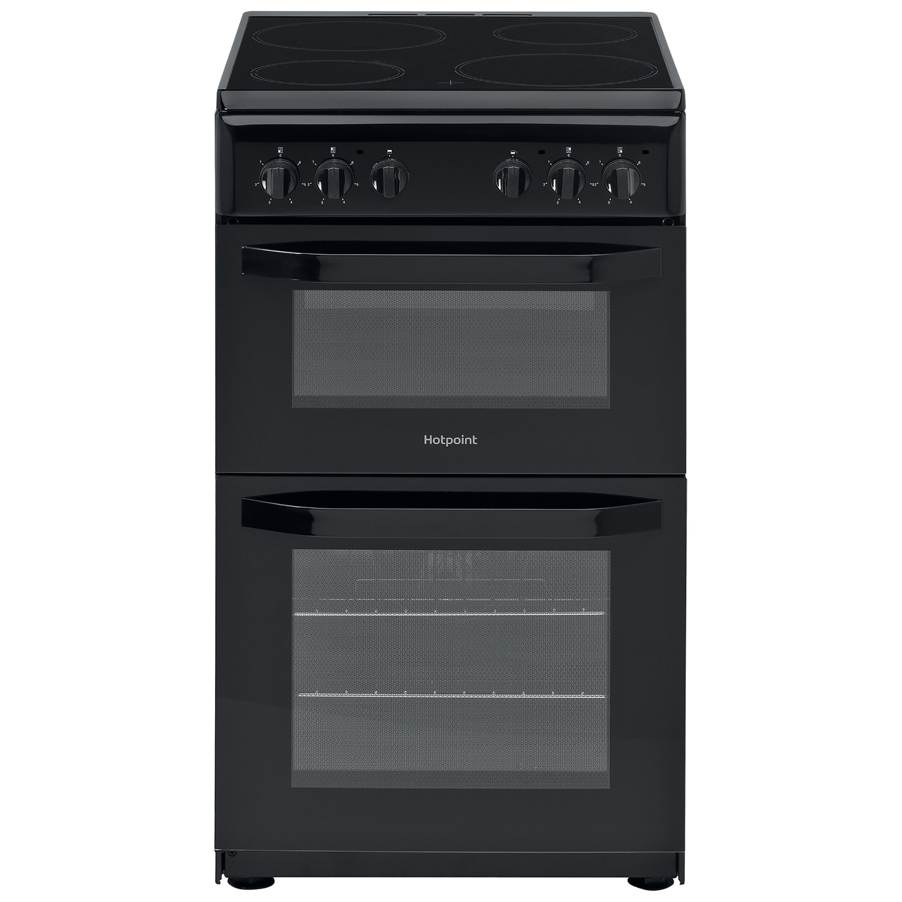 Image of Hotpoint HD5V92KCB 50cm Twin Cavity Electric Cooker in Black Ceramic H