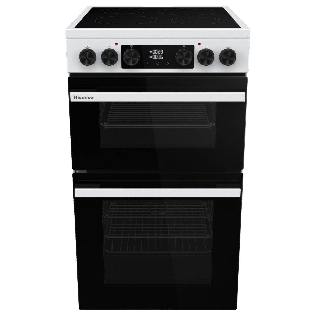 Hisense HDCEC5C10W 50cm Double Oven Electric Cooker in White Ceramic H