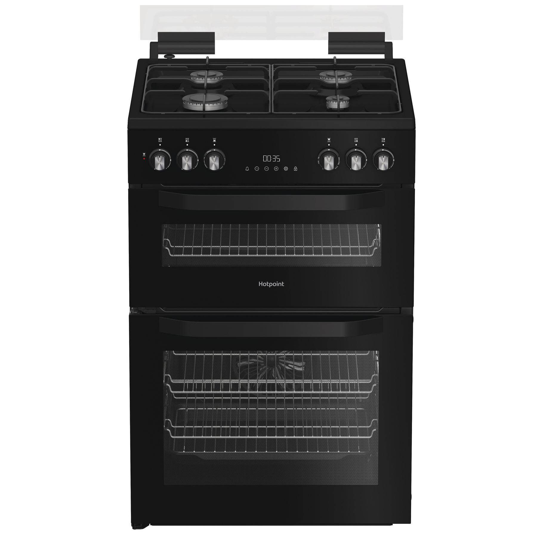 Hotpoint HDD6GDC2B1 60cm Double Oven Dual Fuel Cooker with Glass Lid i